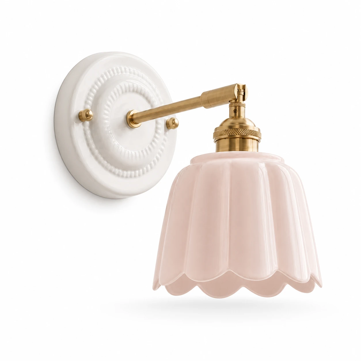 Lámpara de pared de cerámica con forma de pétalo rosa rubor