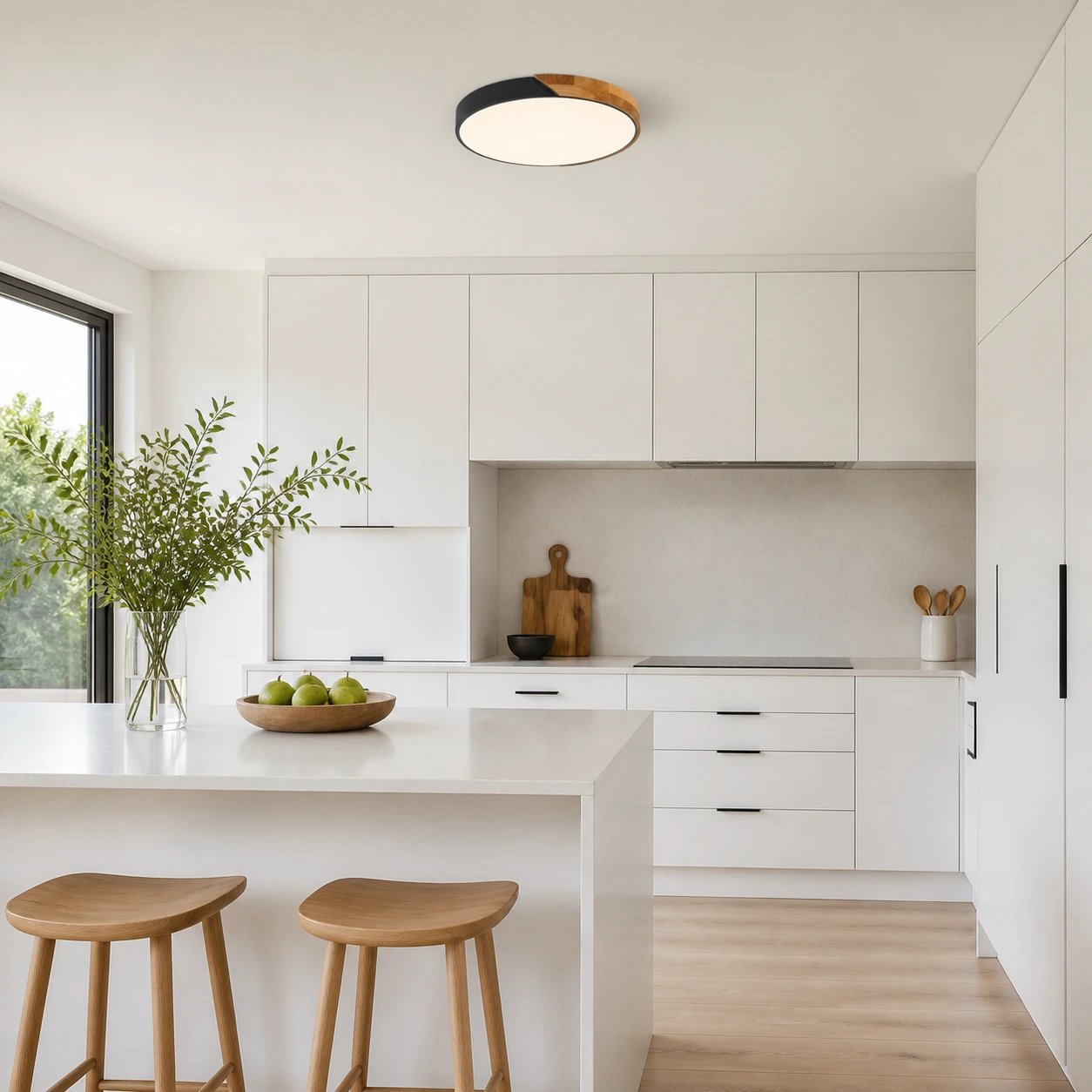 Black Apollo ceiling light in a modern Nordic kitchen