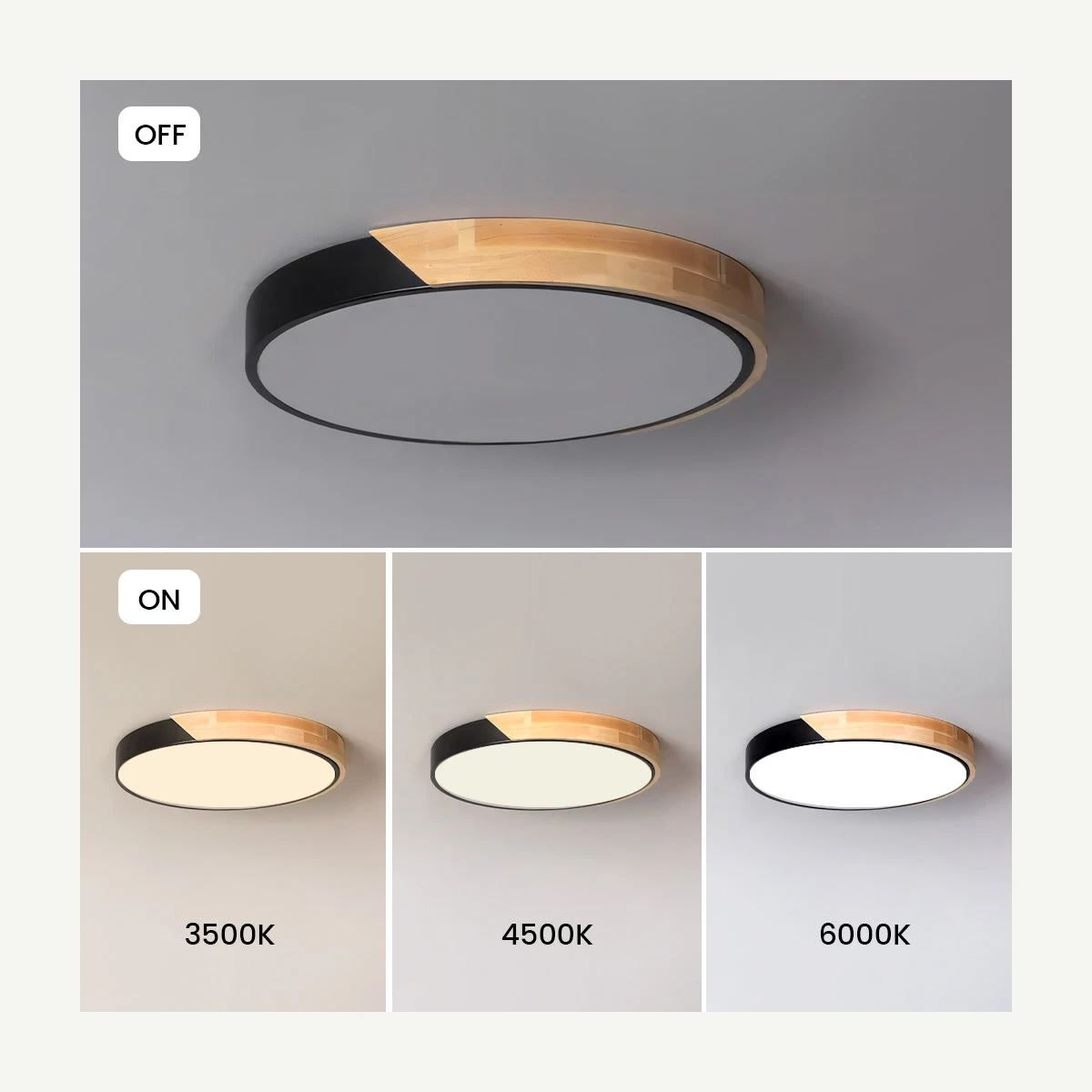 Real Apollo ceiling lamp lighting states and colour temperature examples