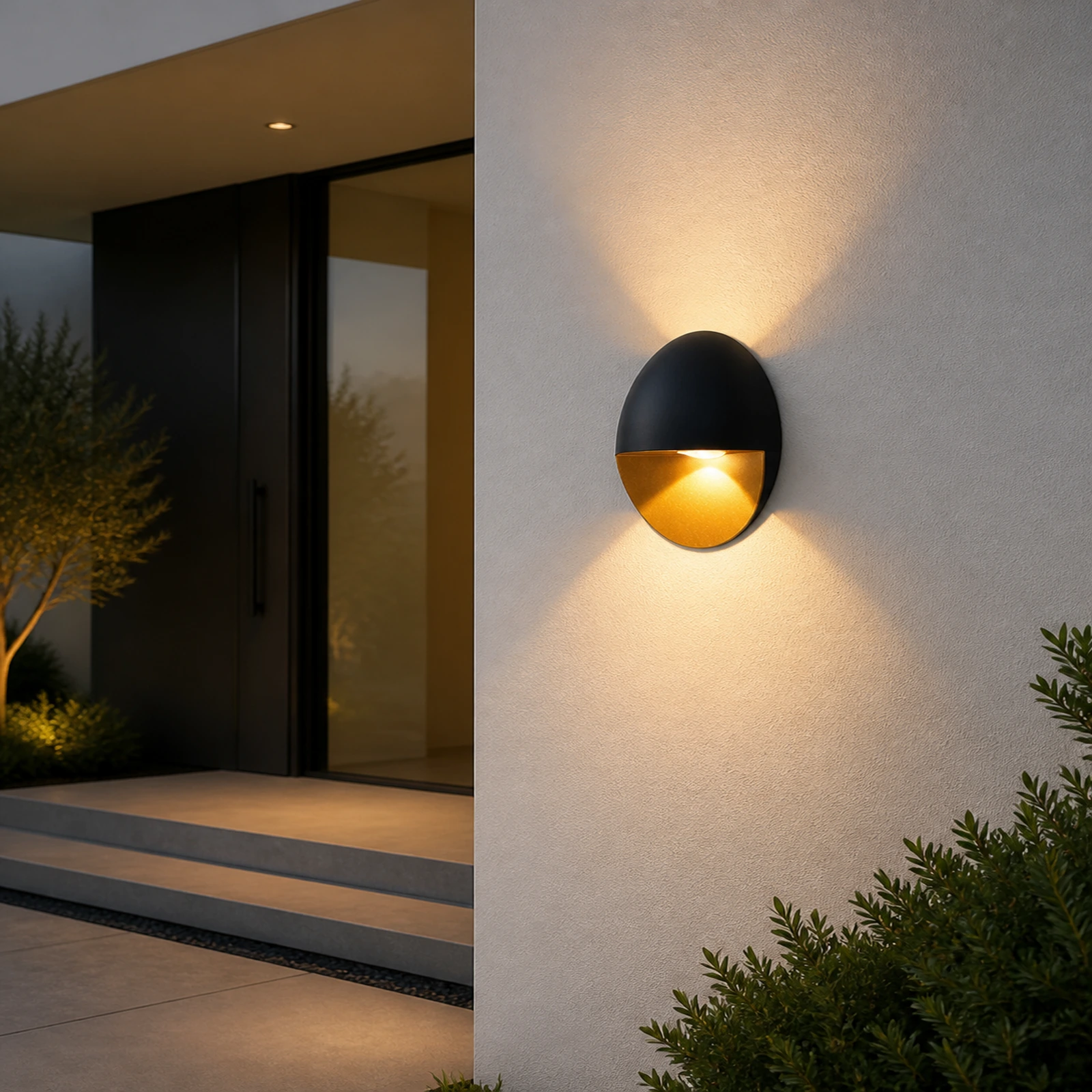 Darnell YJ76 black and gold 10W wall light at an entrance