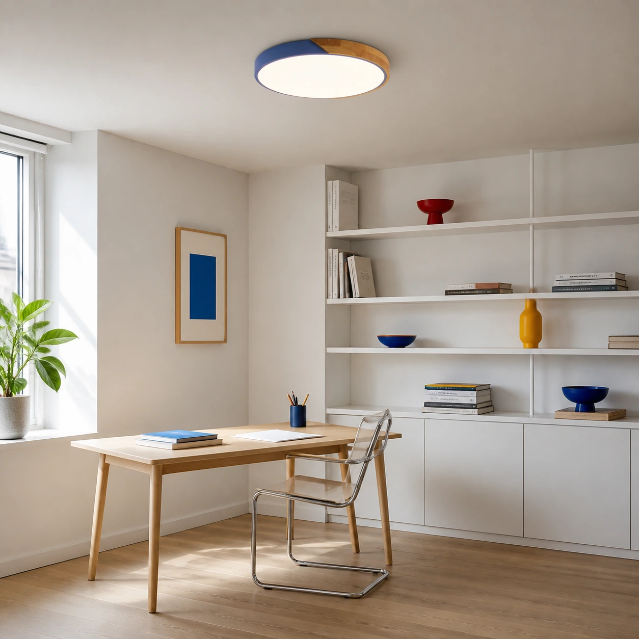 Blue Apollo ceiling light in a bright home study