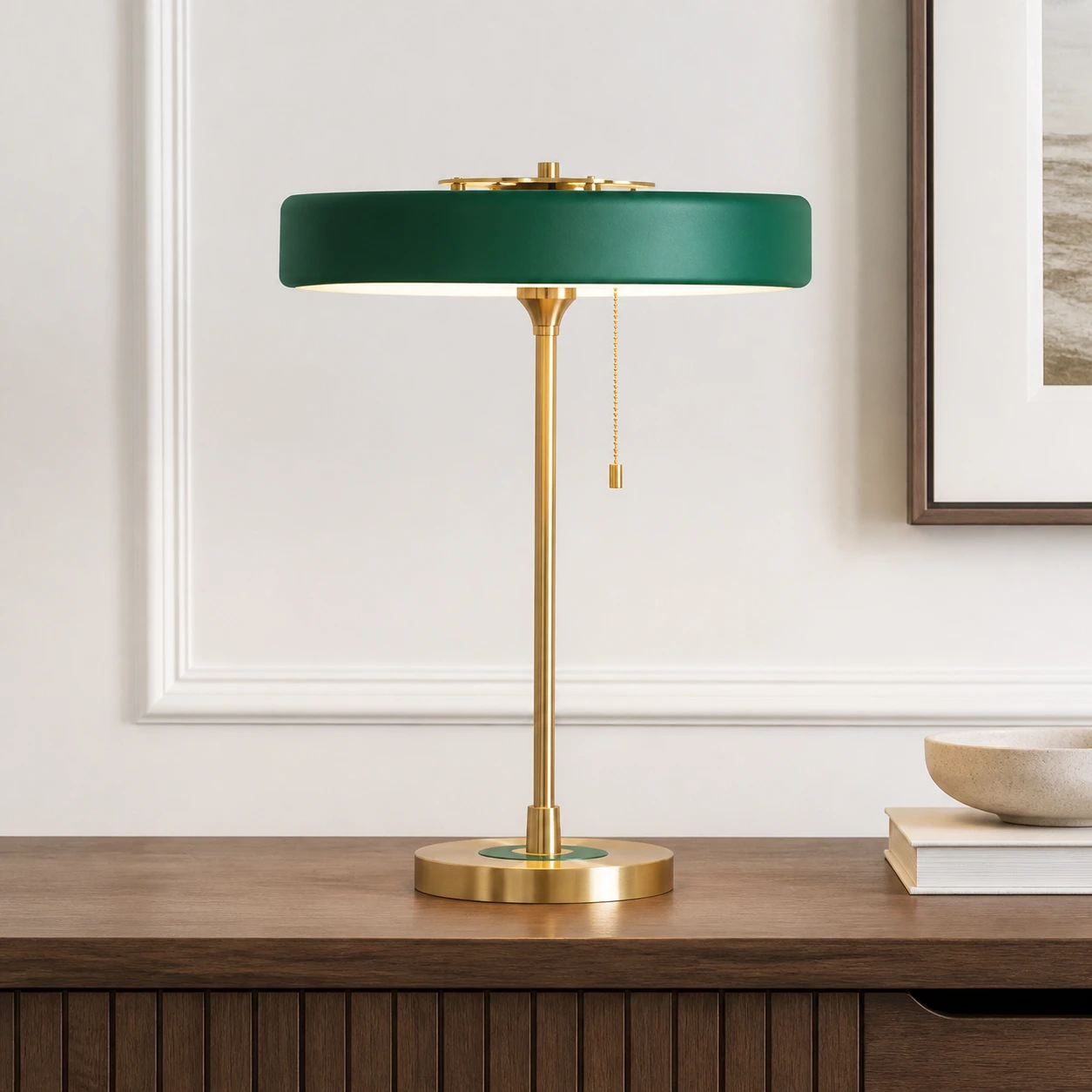 Green Revolve table lamp switched on