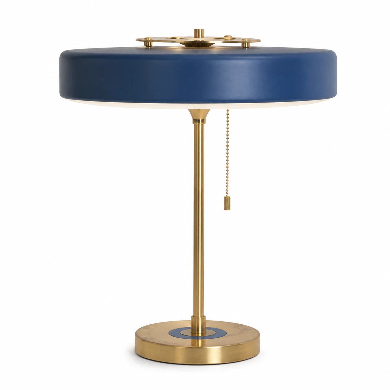 Blue Revolve table lamp on a white studio background