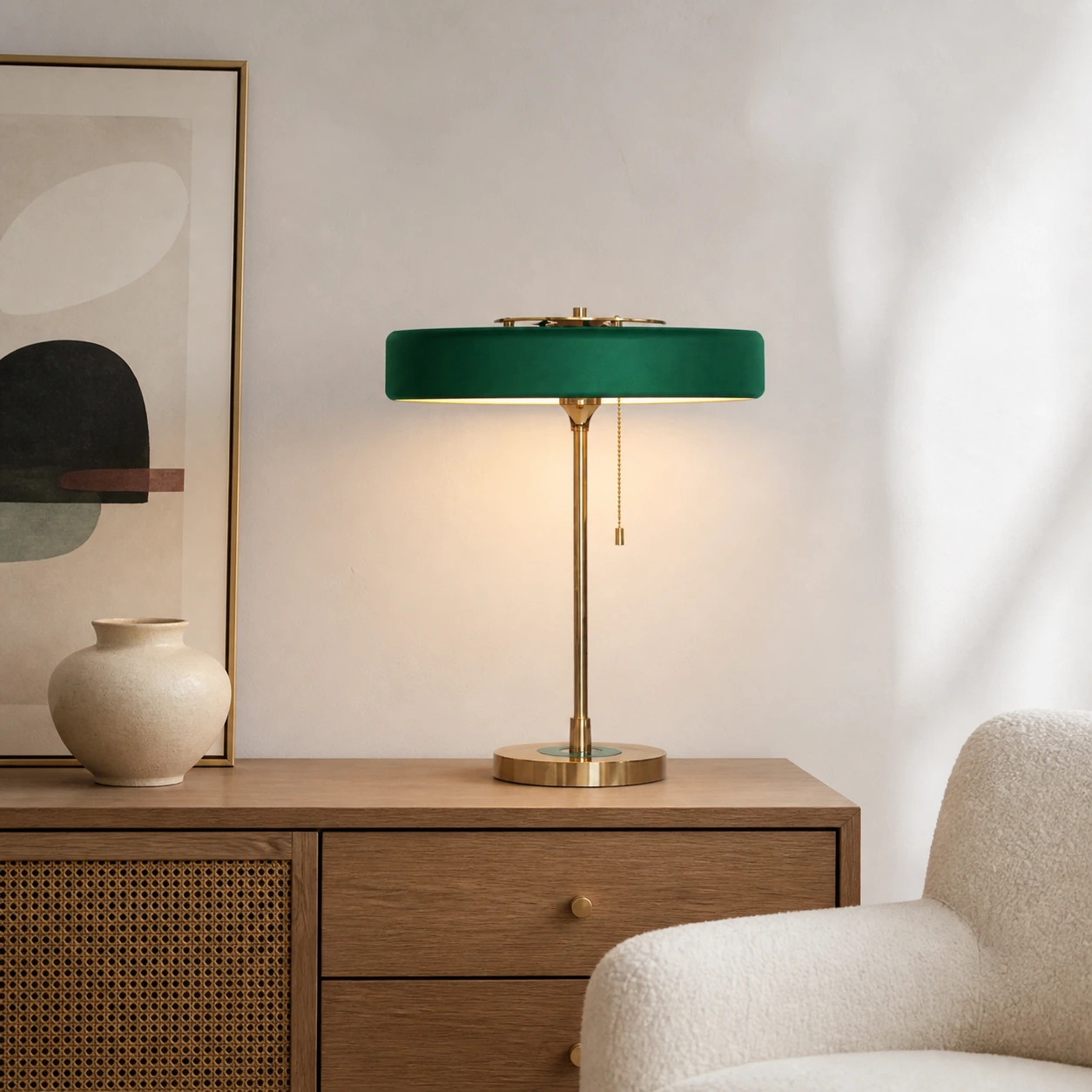 Green living room - light on