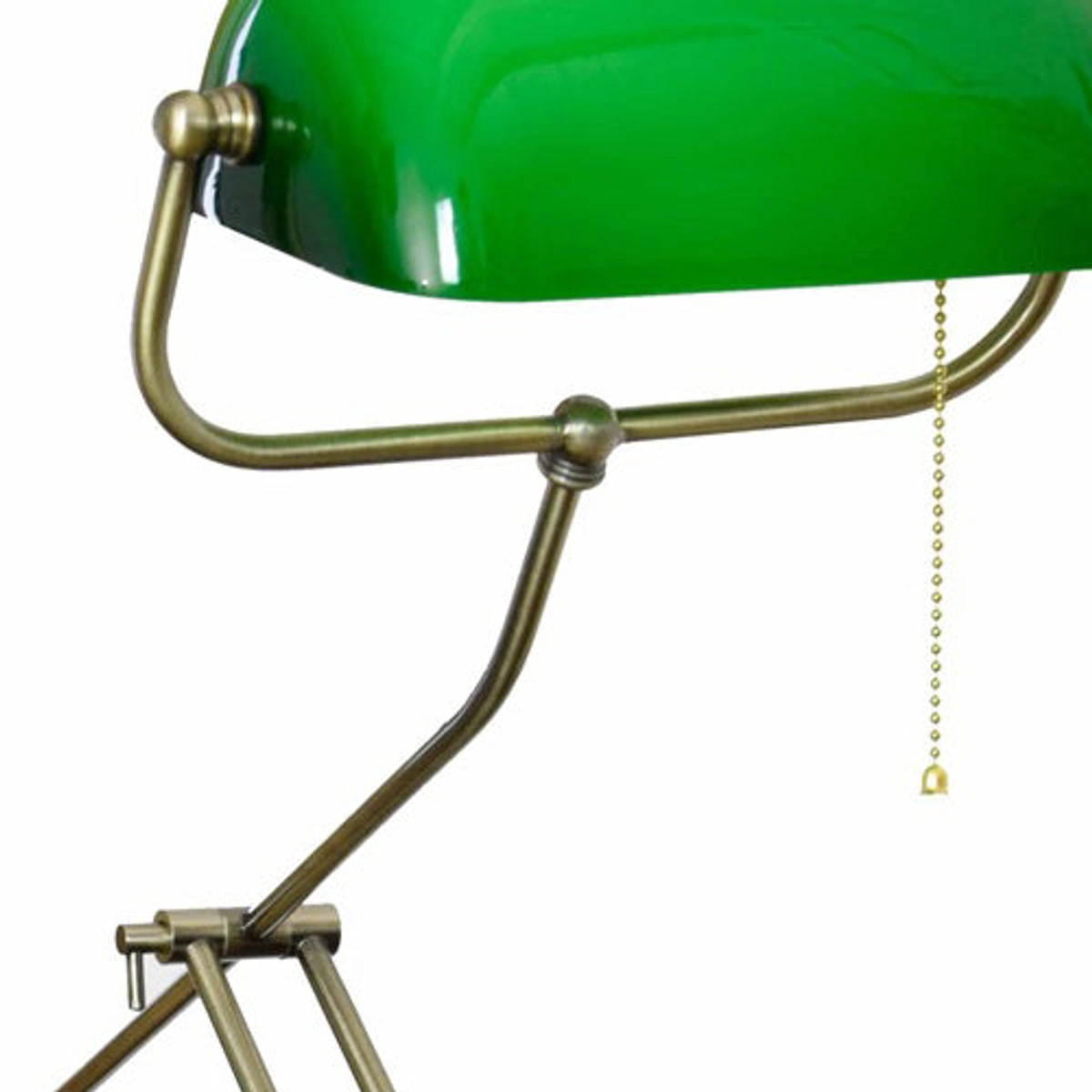 Rounded green glass shade and side knobs