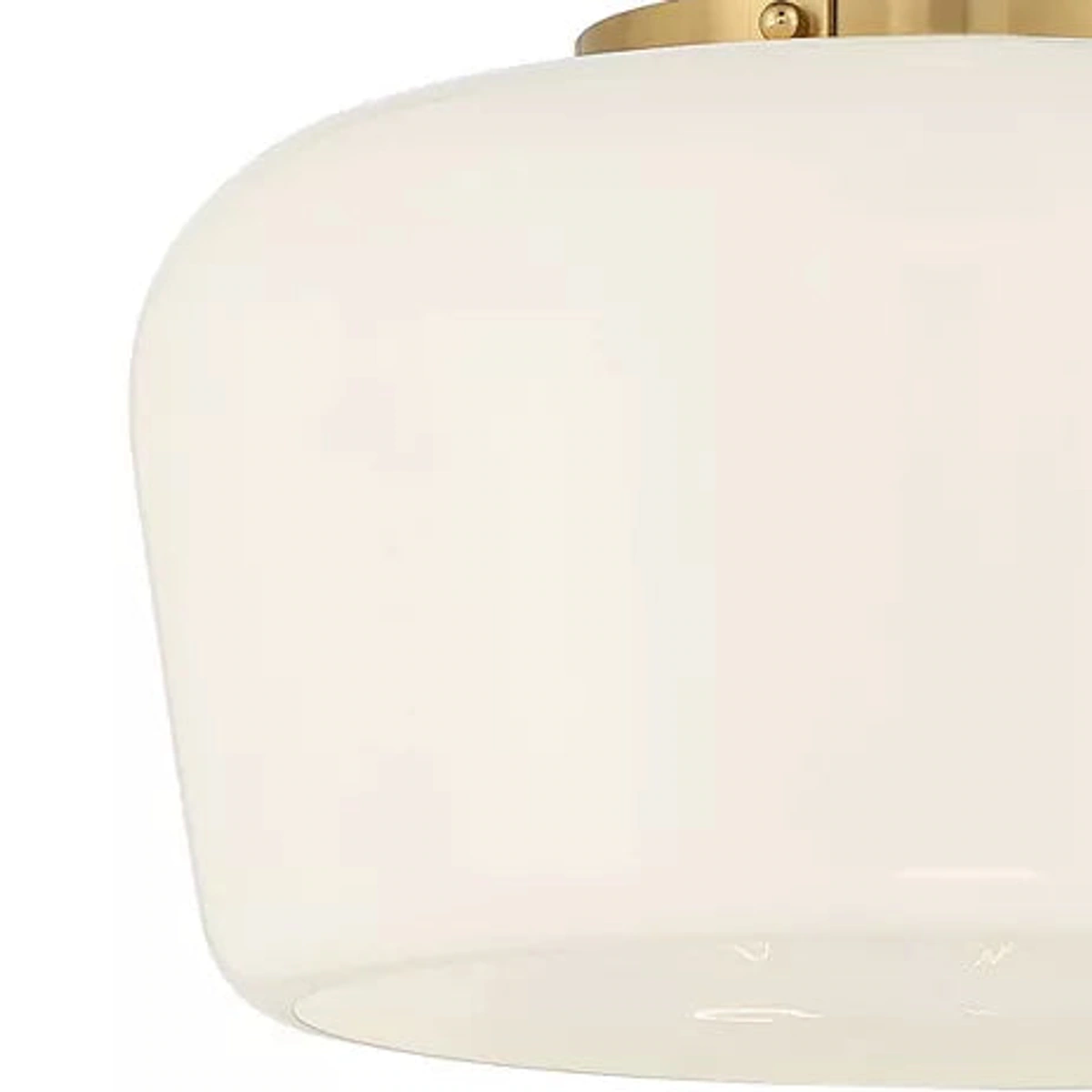 Close view of the smooth opal white glass shade