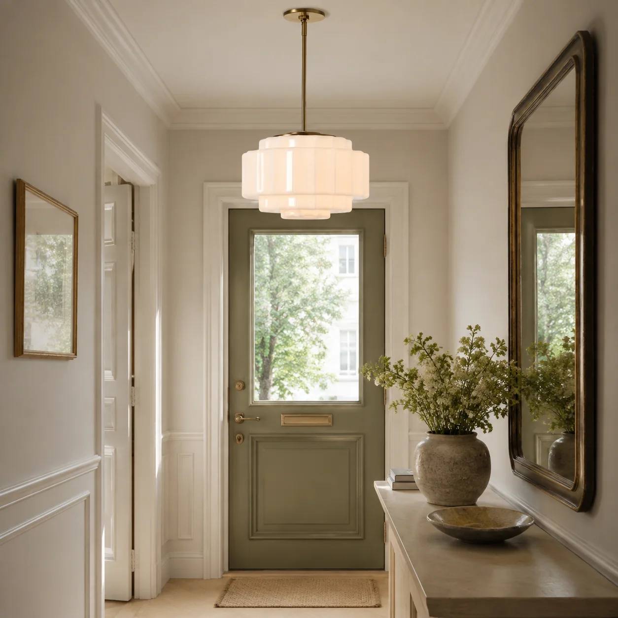Antique Brass Tiered Opal White Glass Pendant Light (1).webp__PID:3ddf7606-0250-495e-a642-cf6b75311502