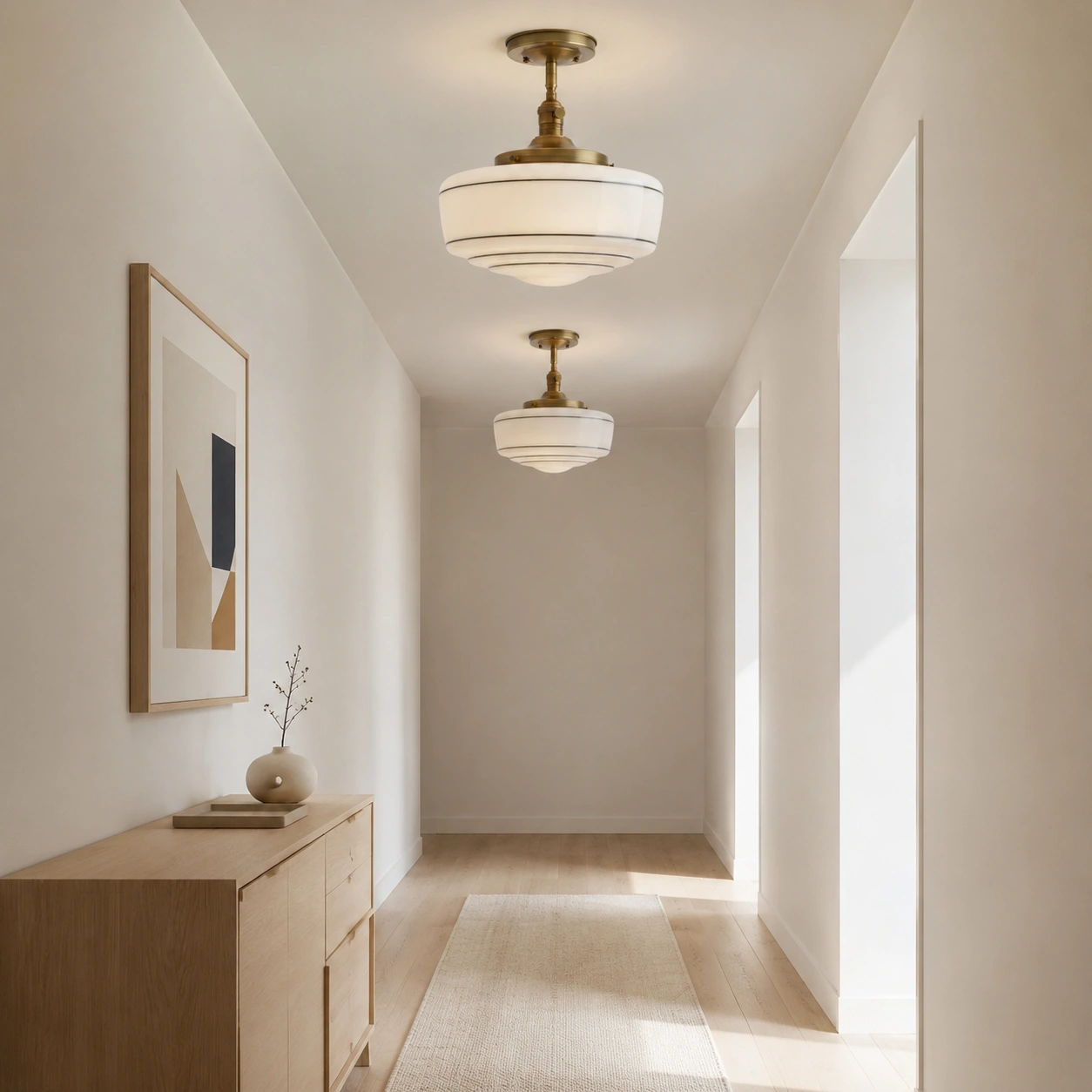 Hallway scene - two fixtures