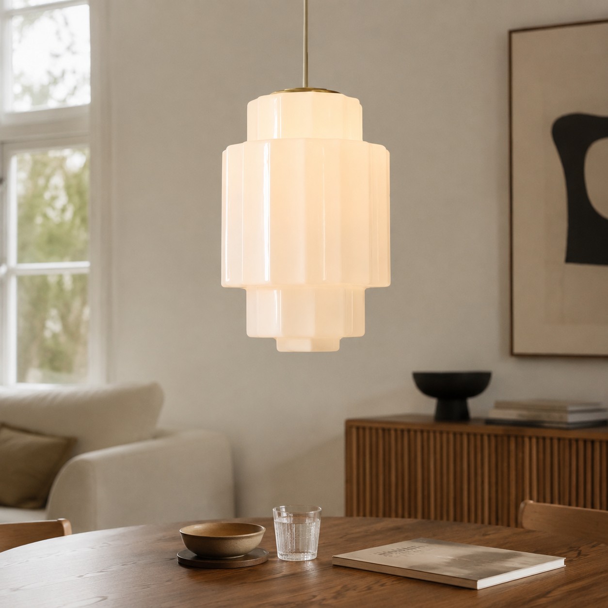 Antique Brass Tiered Opal White Glass Pendant Light (2).webp__PID:df760602-5009-4e26-82cf-6b753115025b