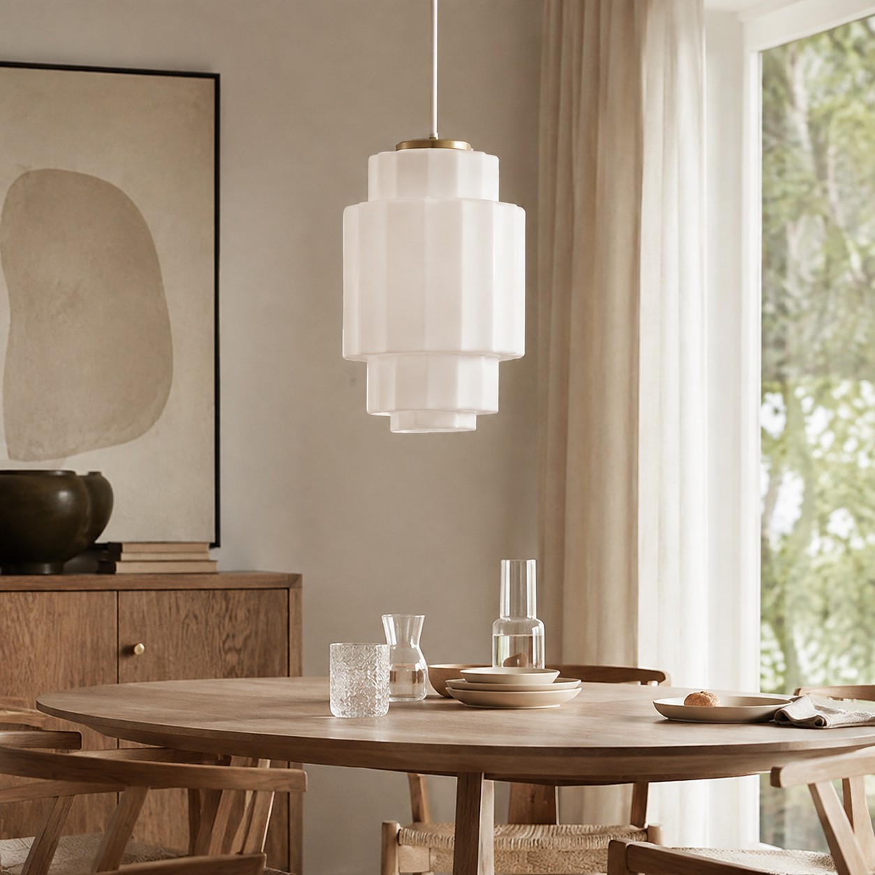 Antique Brass Tiered Opal White Glass Pendant Light (6).webp__PID:50095e26-42cf-4b75-b115-025b0667c460
