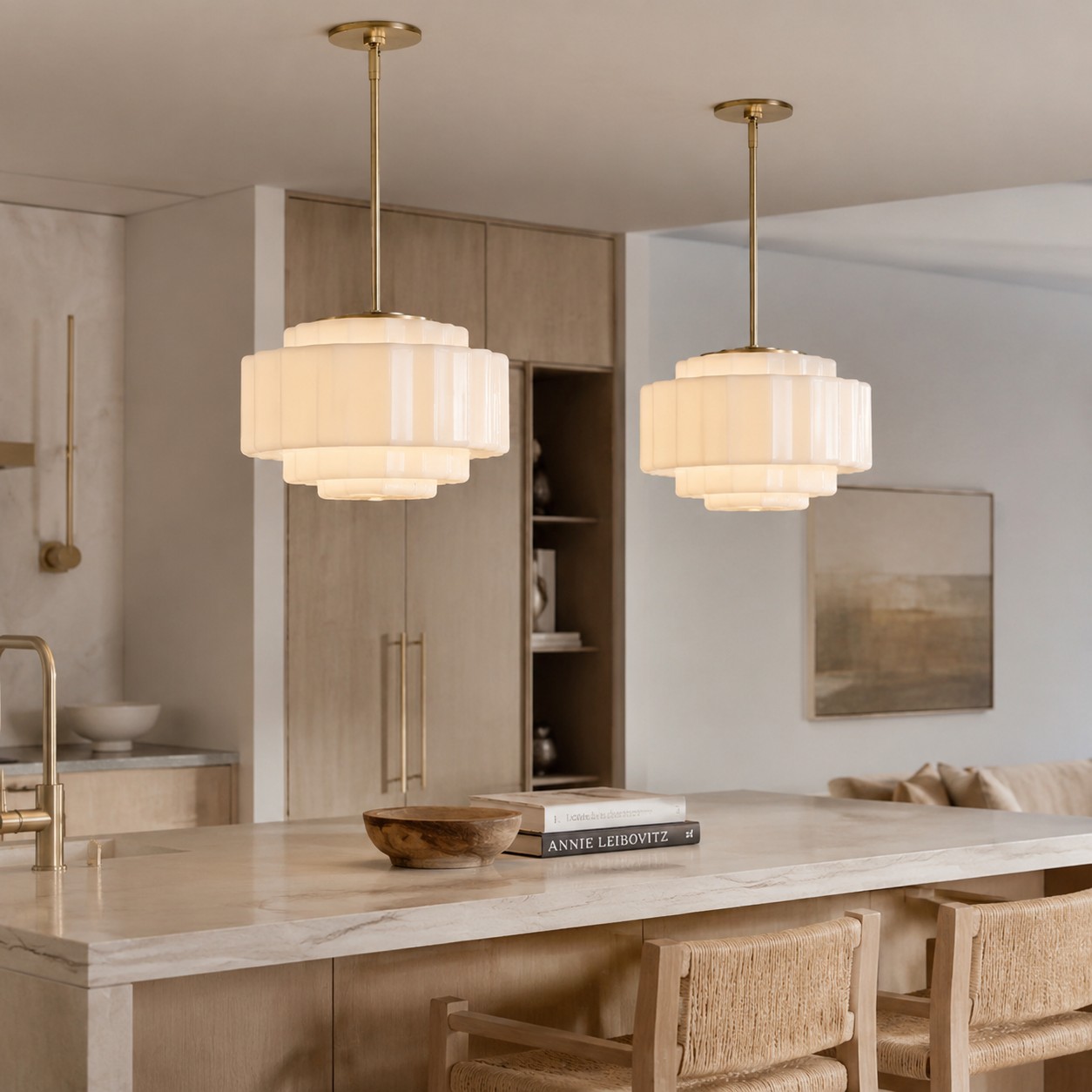 Antique Brass Tiered Opal White Glass Pendant Light (7).webp__PID:095e2642-cf6b-4531-9502-5b0667c46099