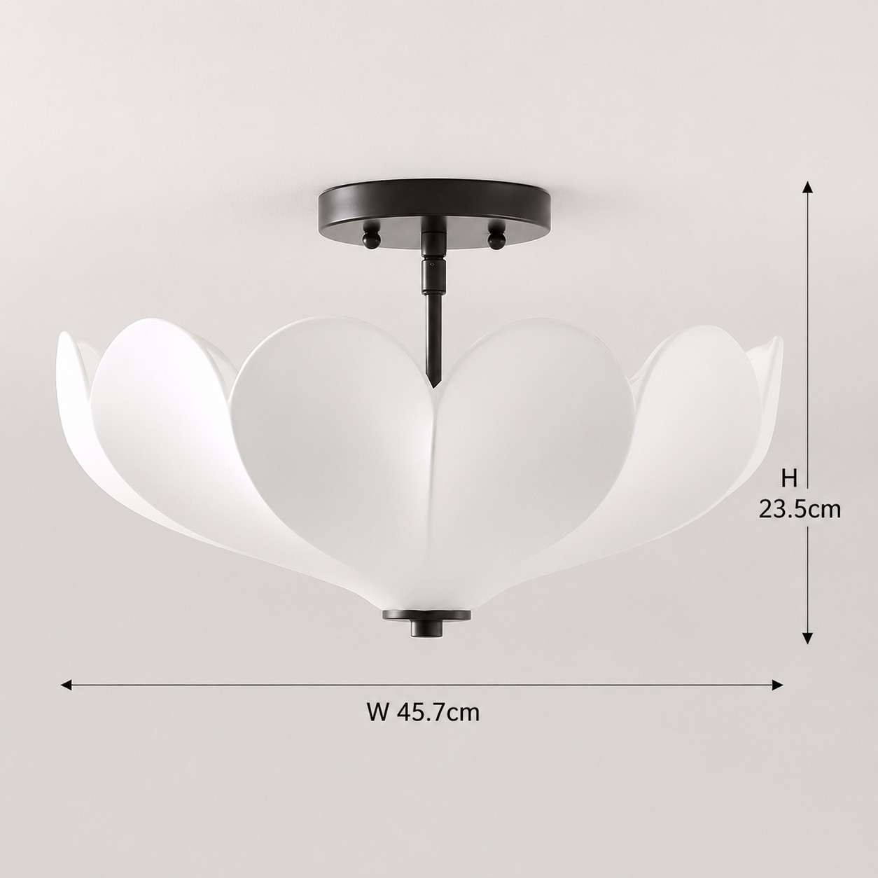 Inigo ceiling light dimensions: 45.7 cm wide and 23.5 cm high