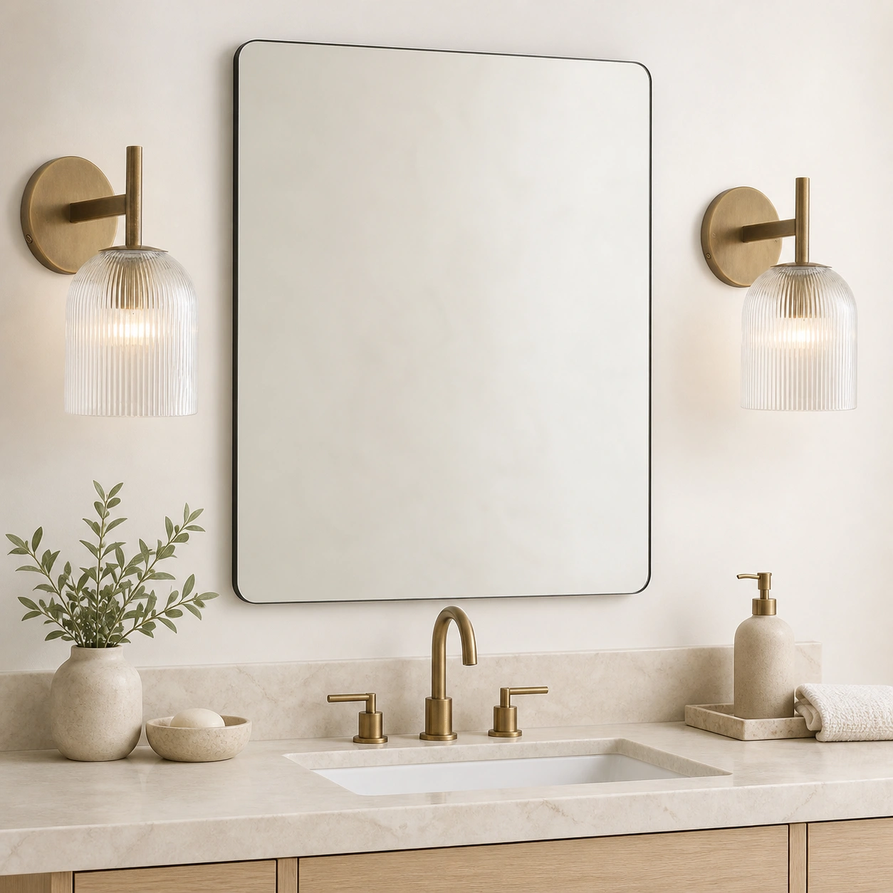 Bathroom mirror pair