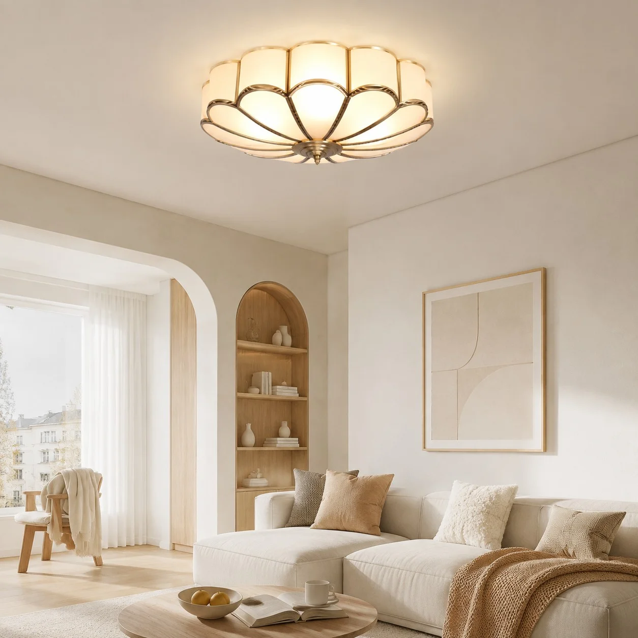 Cleo floral ceiling light in a bright Nordic living room