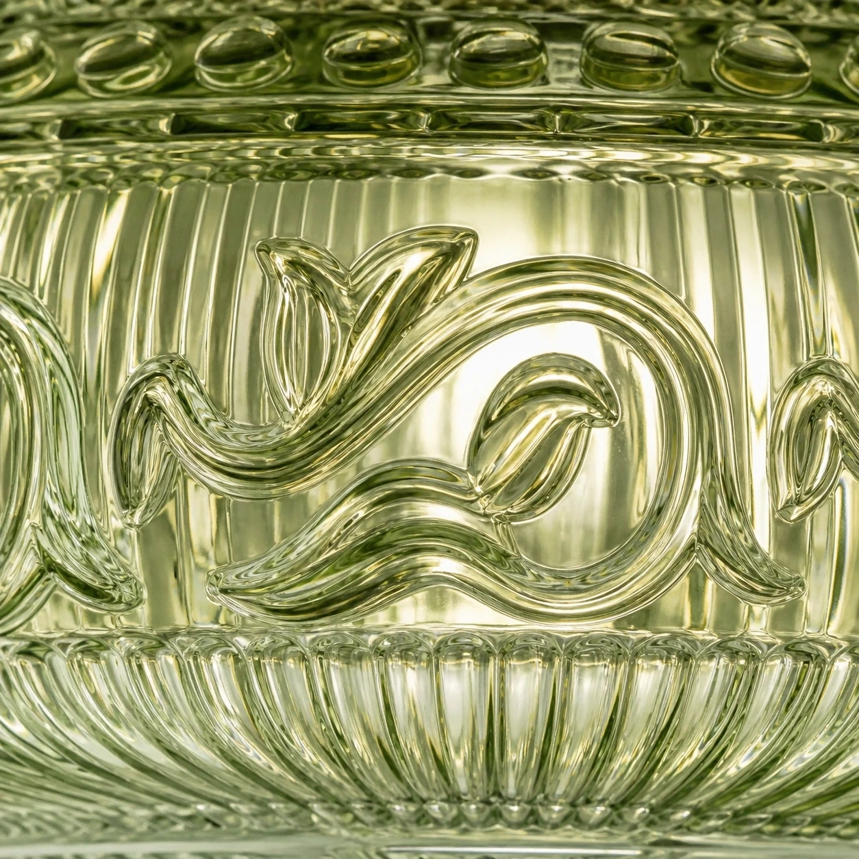 Pressed glass underside detail
