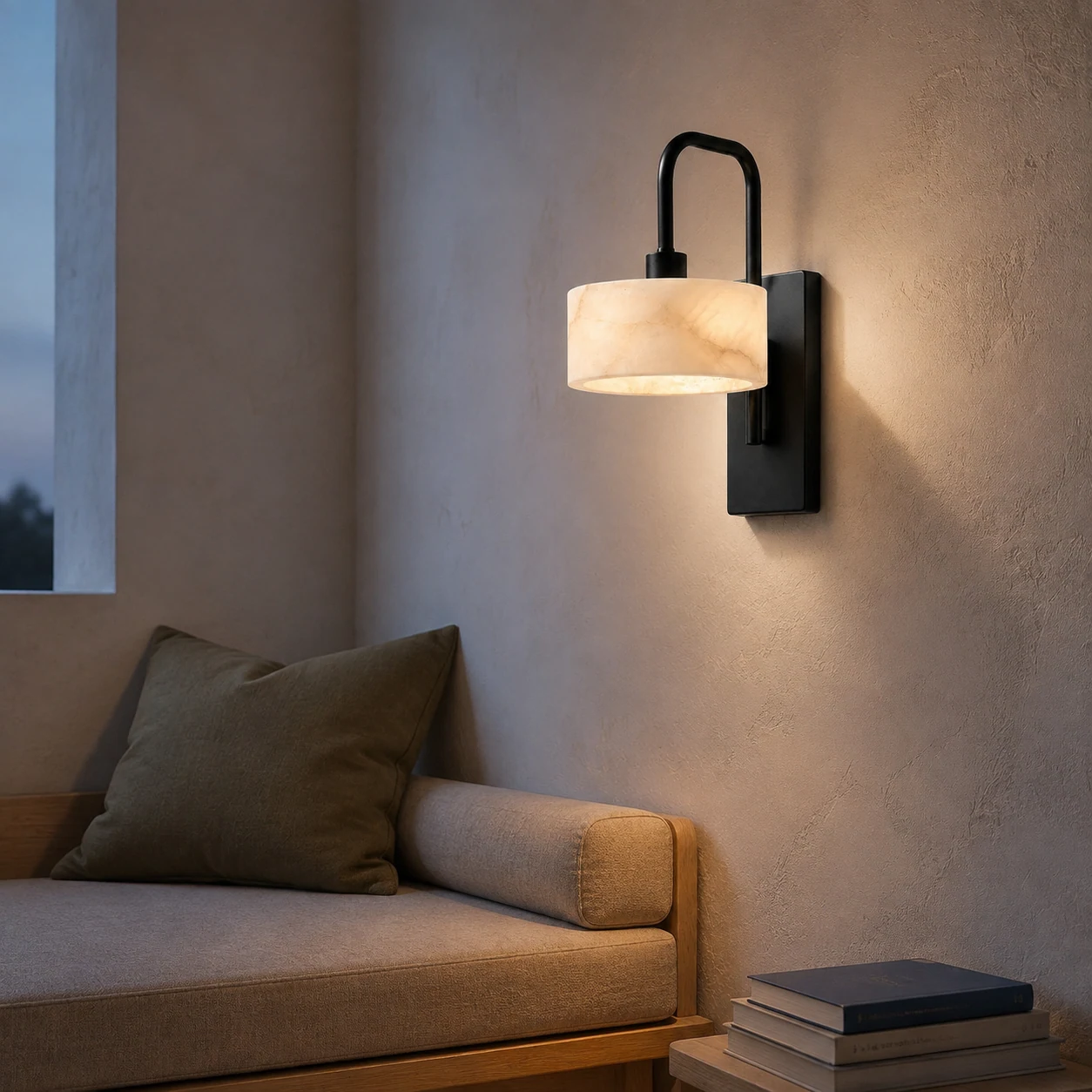 Ianis wall sconce creating a calm evening corner