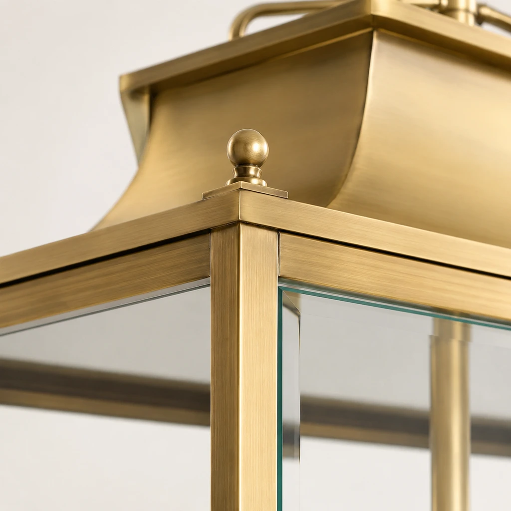 Makhai Industrial Outdoor Lantern Glass Pendant Light - 08 detail frame glass
