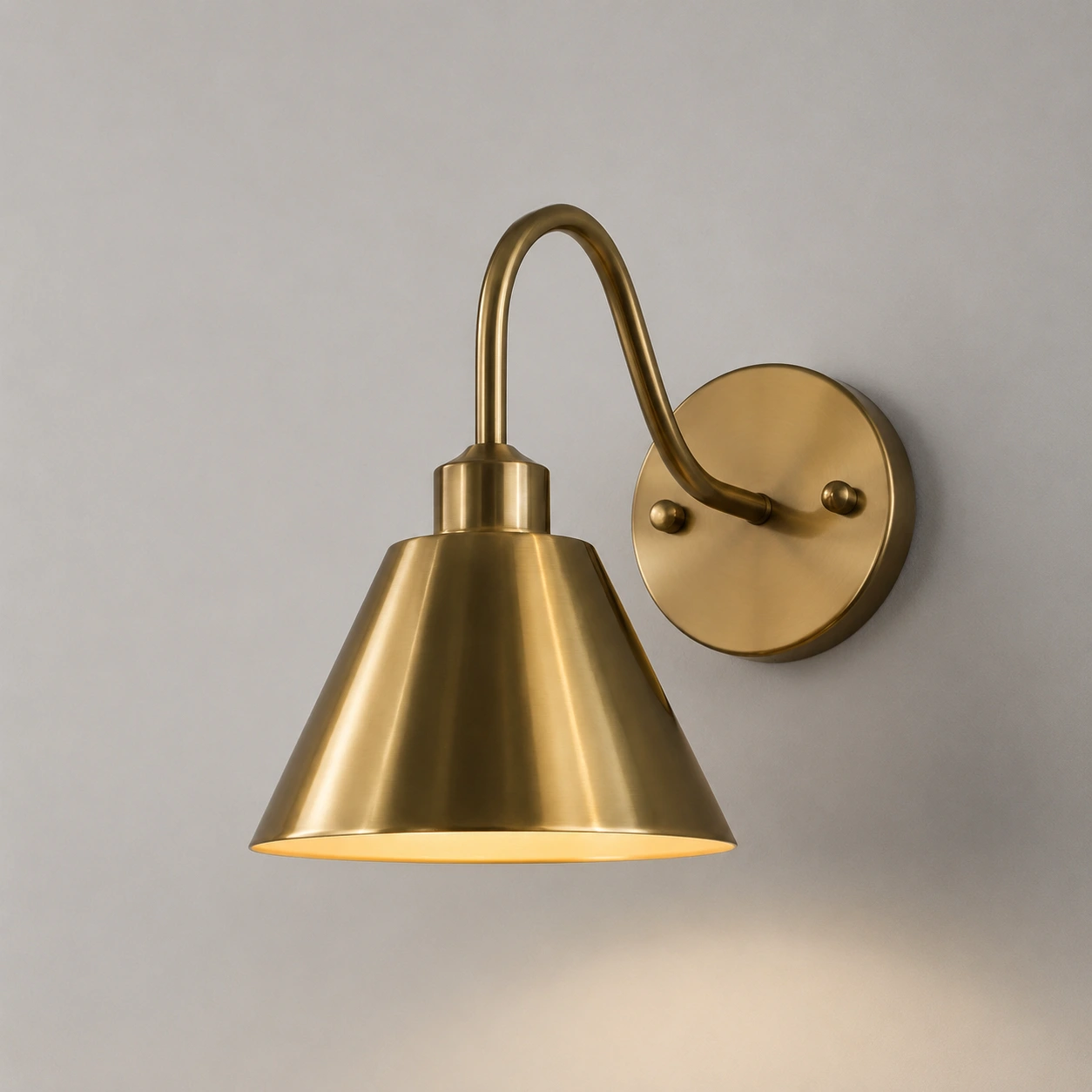 Brass Penia wall sconce on a light studio wall
