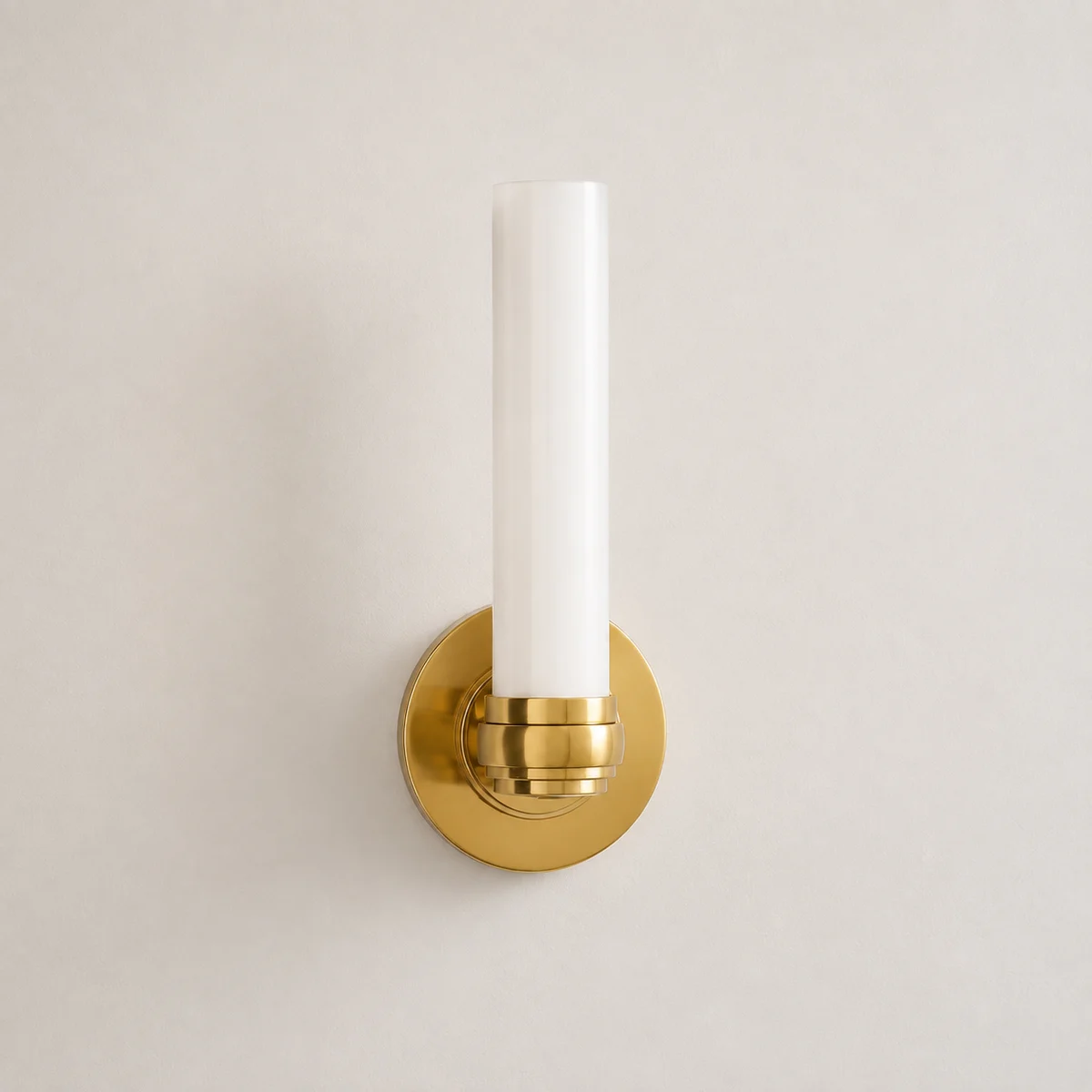Liora Modern Milk Glass Tube Wall Sconce - sku brass