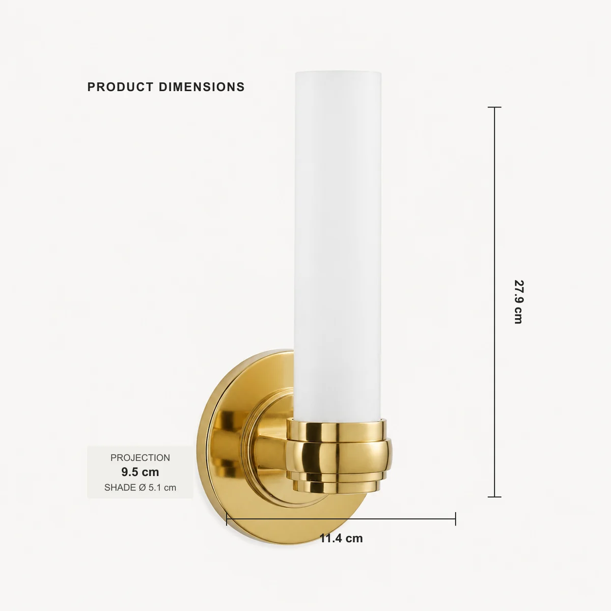Liora Modern Milk Glass Tube Wall Sconce - dimensions
