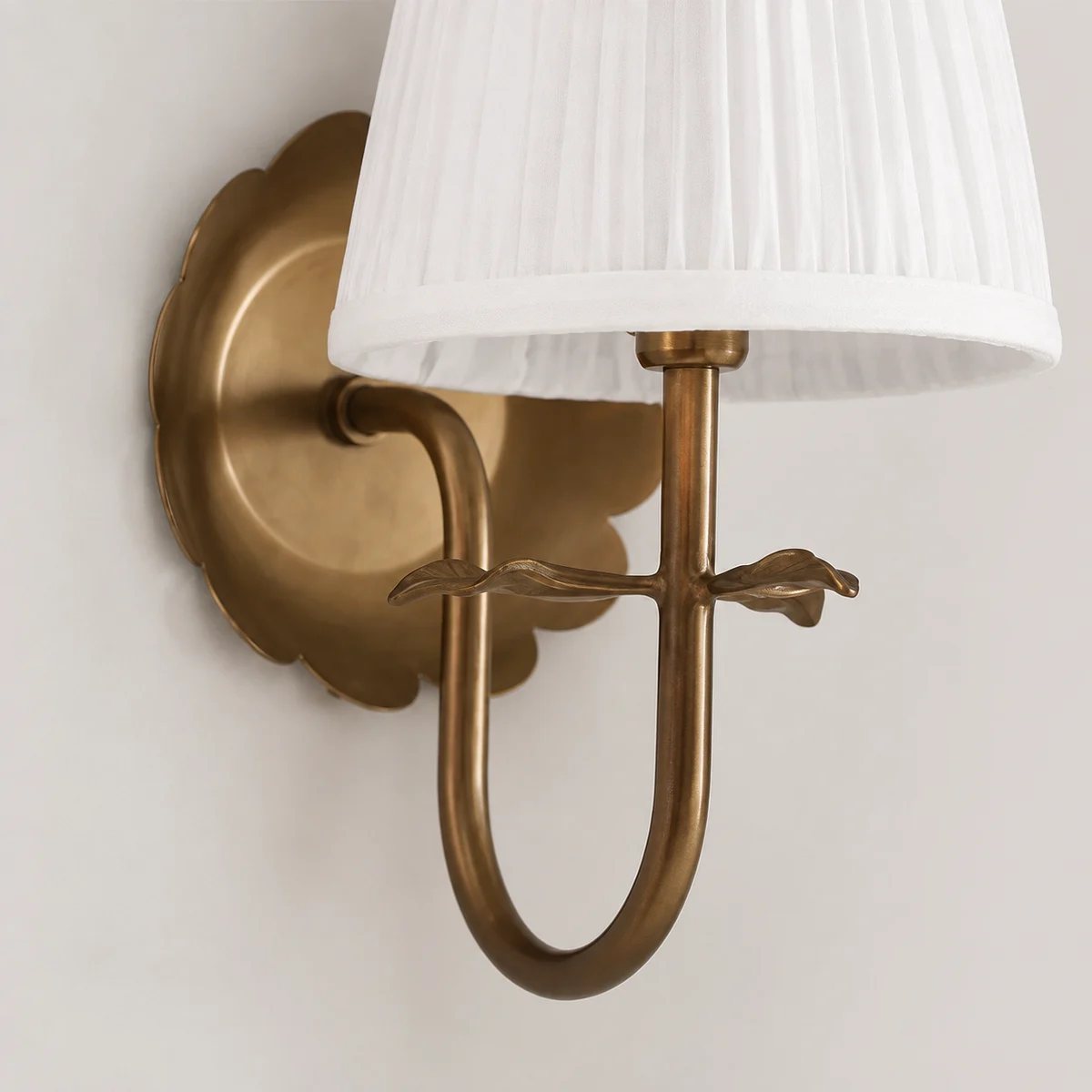 Sandra Vintage Pleated Cotton Shade Wall Sconce - detail arm