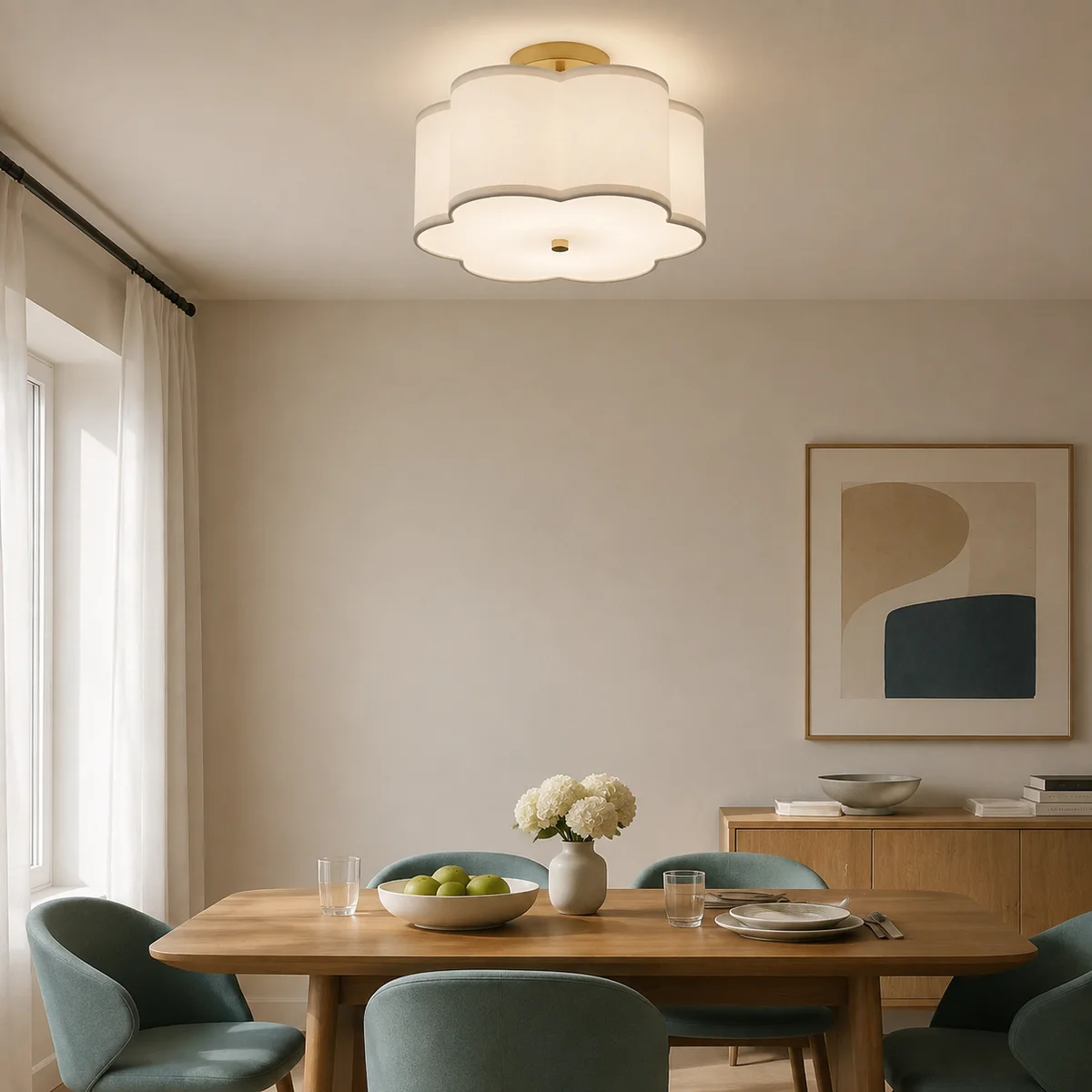 George Modern Fabric Petal Ceiling Light - dining