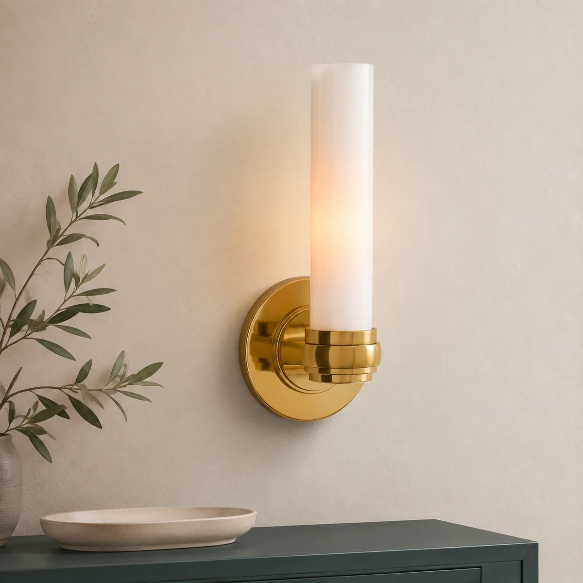 Liora Modern Milk Glass Tube Wall Sconce - hero