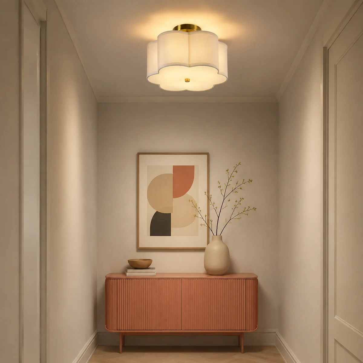 George Modern Fabric Petal Ceiling Light - hallway 2