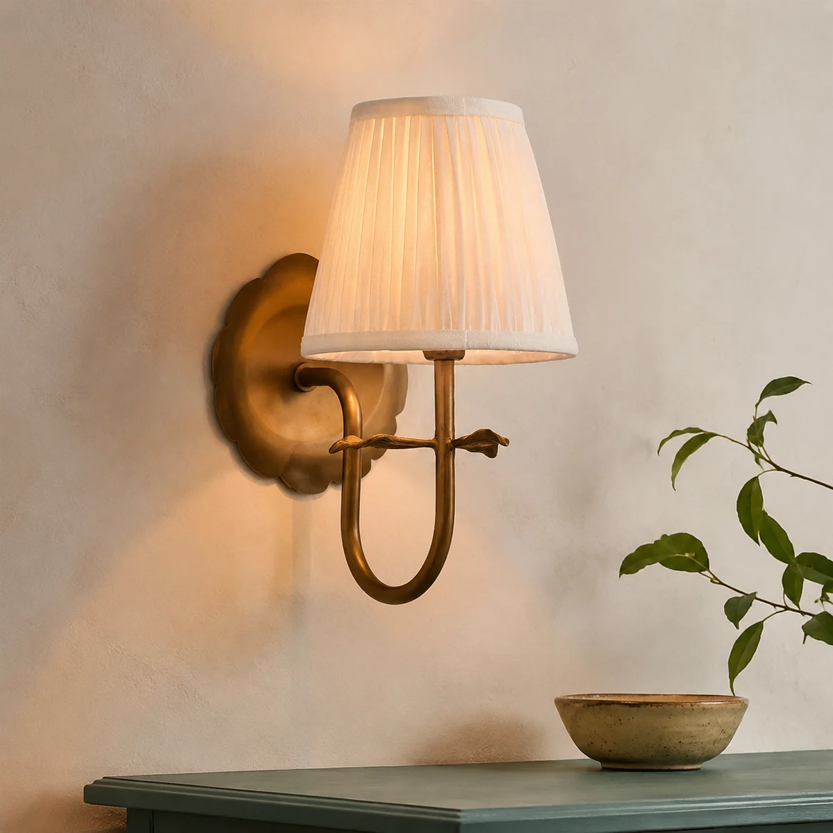 Sandra Vintage Pleated Cotton Shade Wall Sconce - hero