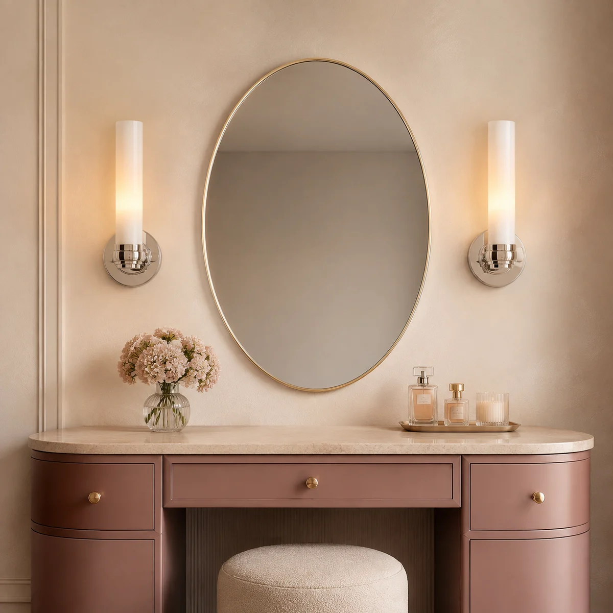 Liora Modern Milk Glass Tube Wall Sconce - vanity