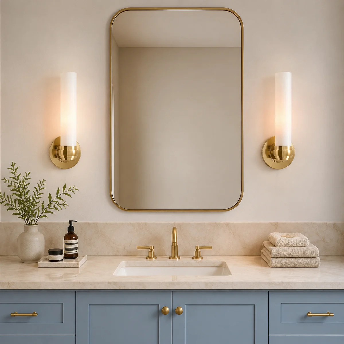 Liora Modern Milk Glass Tube Wall Sconce - bathroom