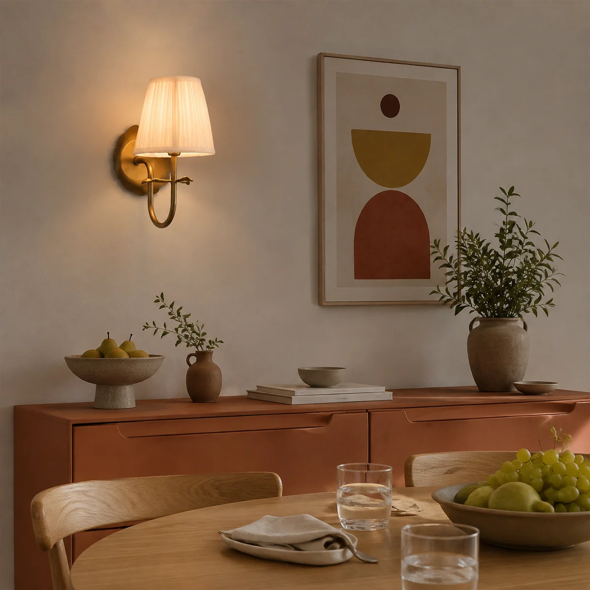 Sandra Vintage Pleated Cotton Shade Wall Sconce - dining