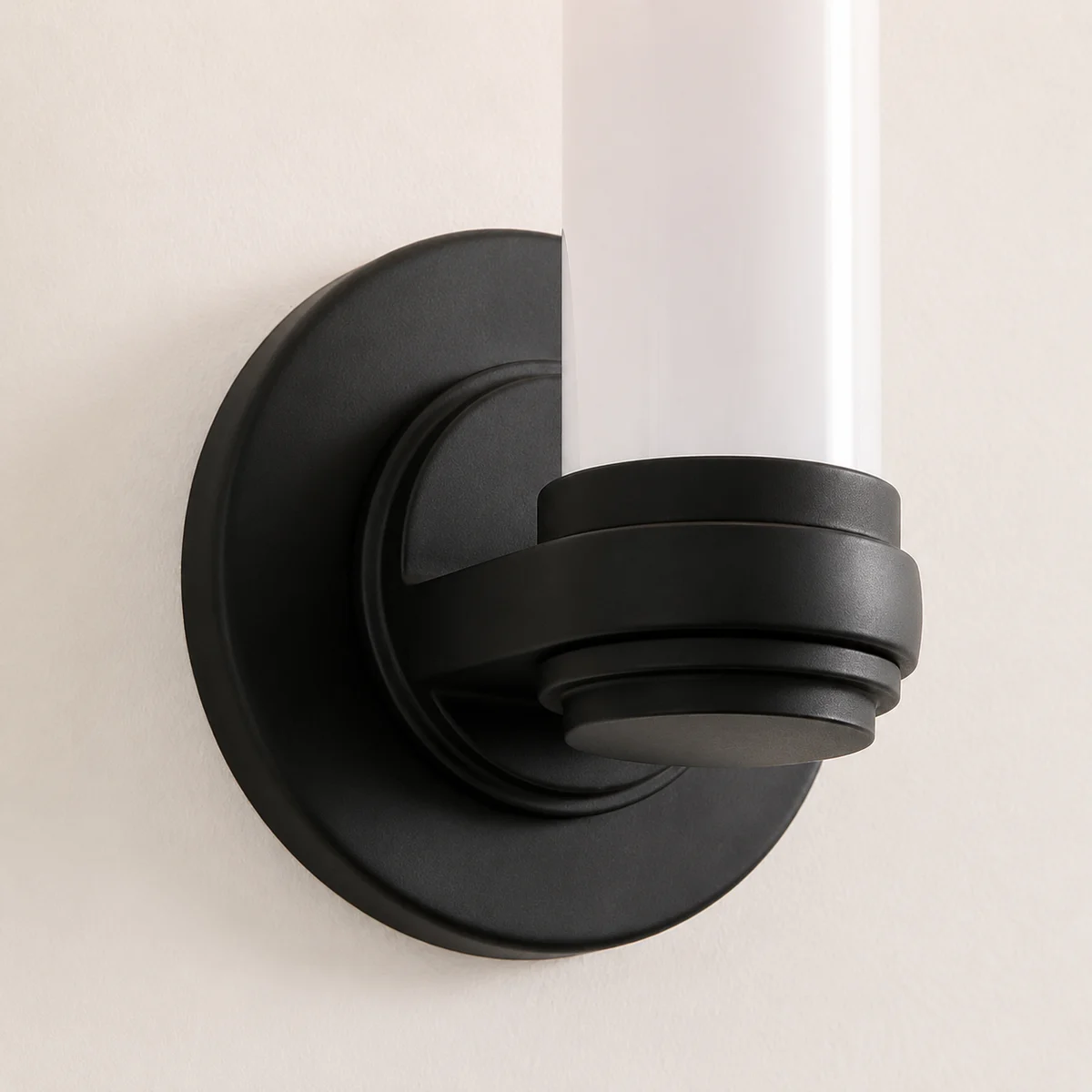 Liora Modern Milk Glass Tube Wall Sconce - detail cradle