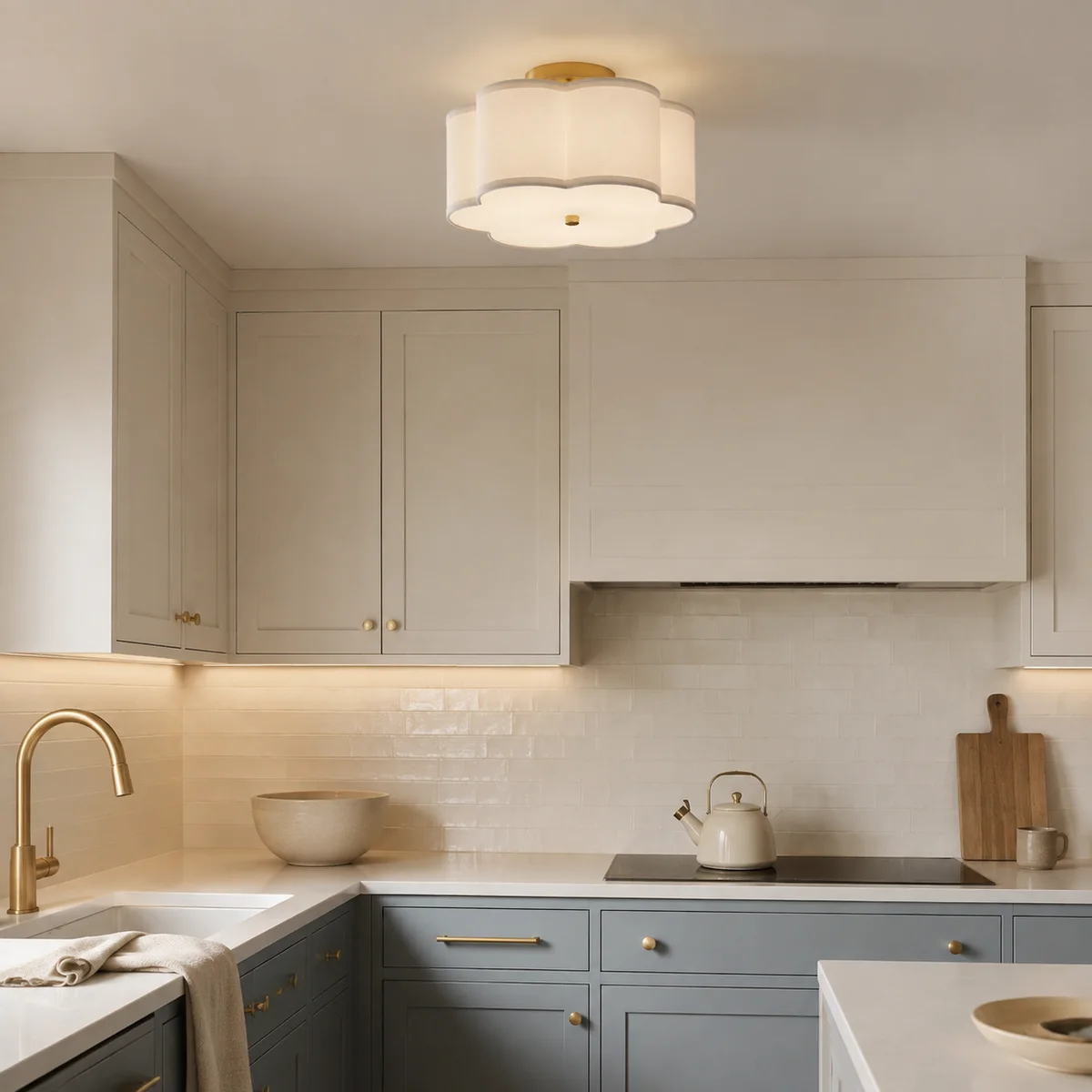 George Modern Fabric Petal Ceiling Light - kitchen