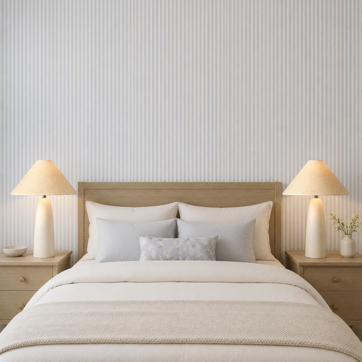 Blue striped bedroom pair