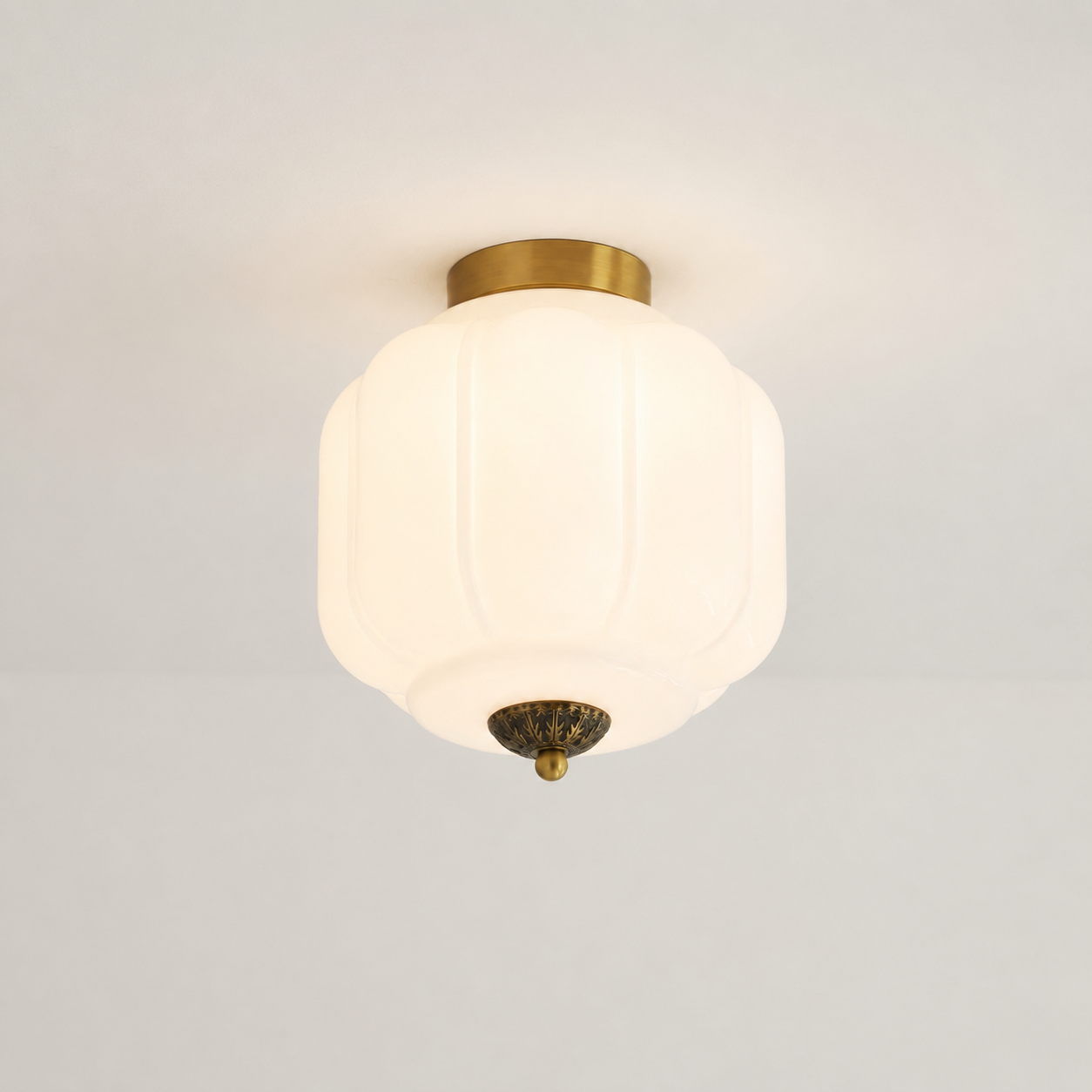 White Karen ceiling light switched on