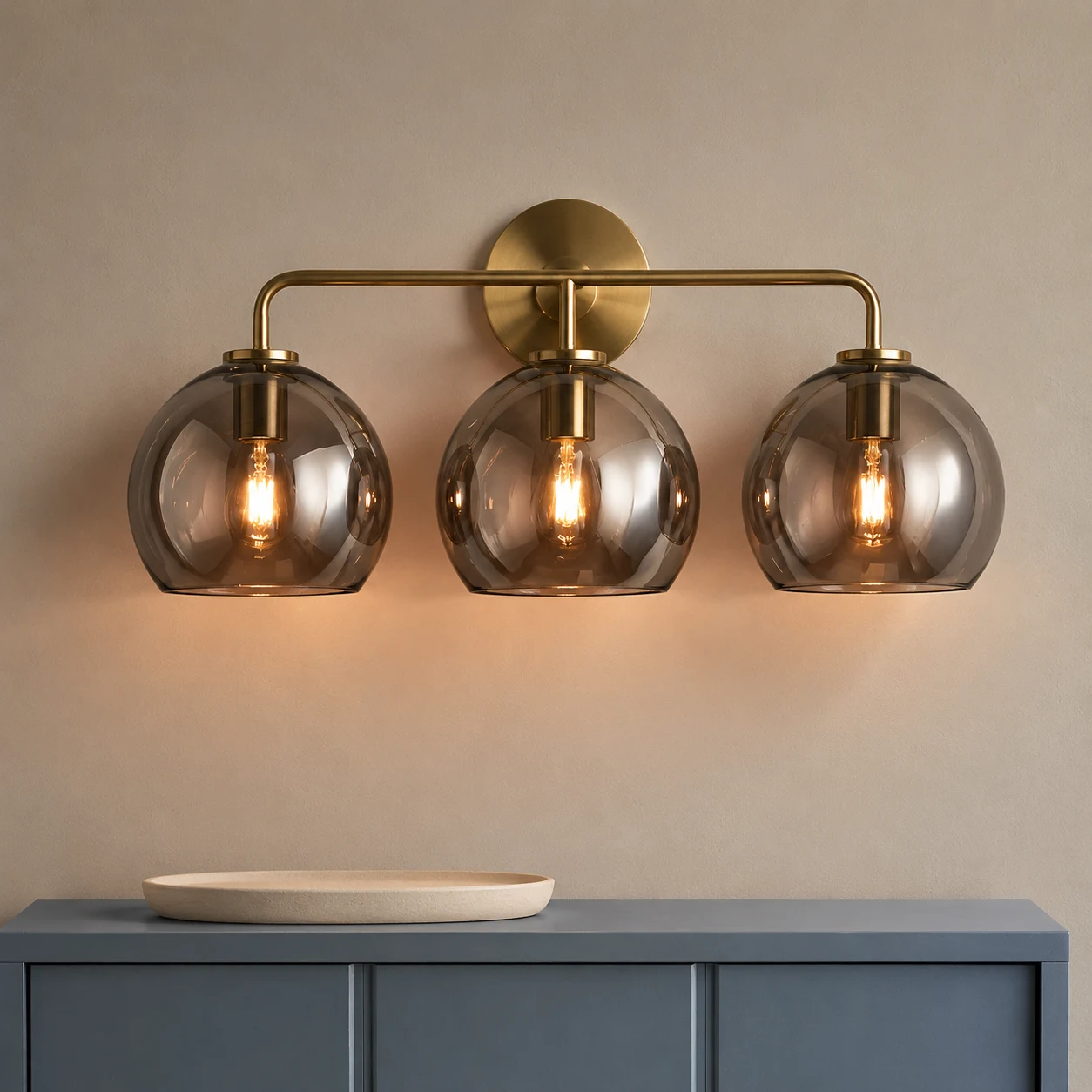 Orson Modern Glass Metal Ball Wall Sconce - scene 1