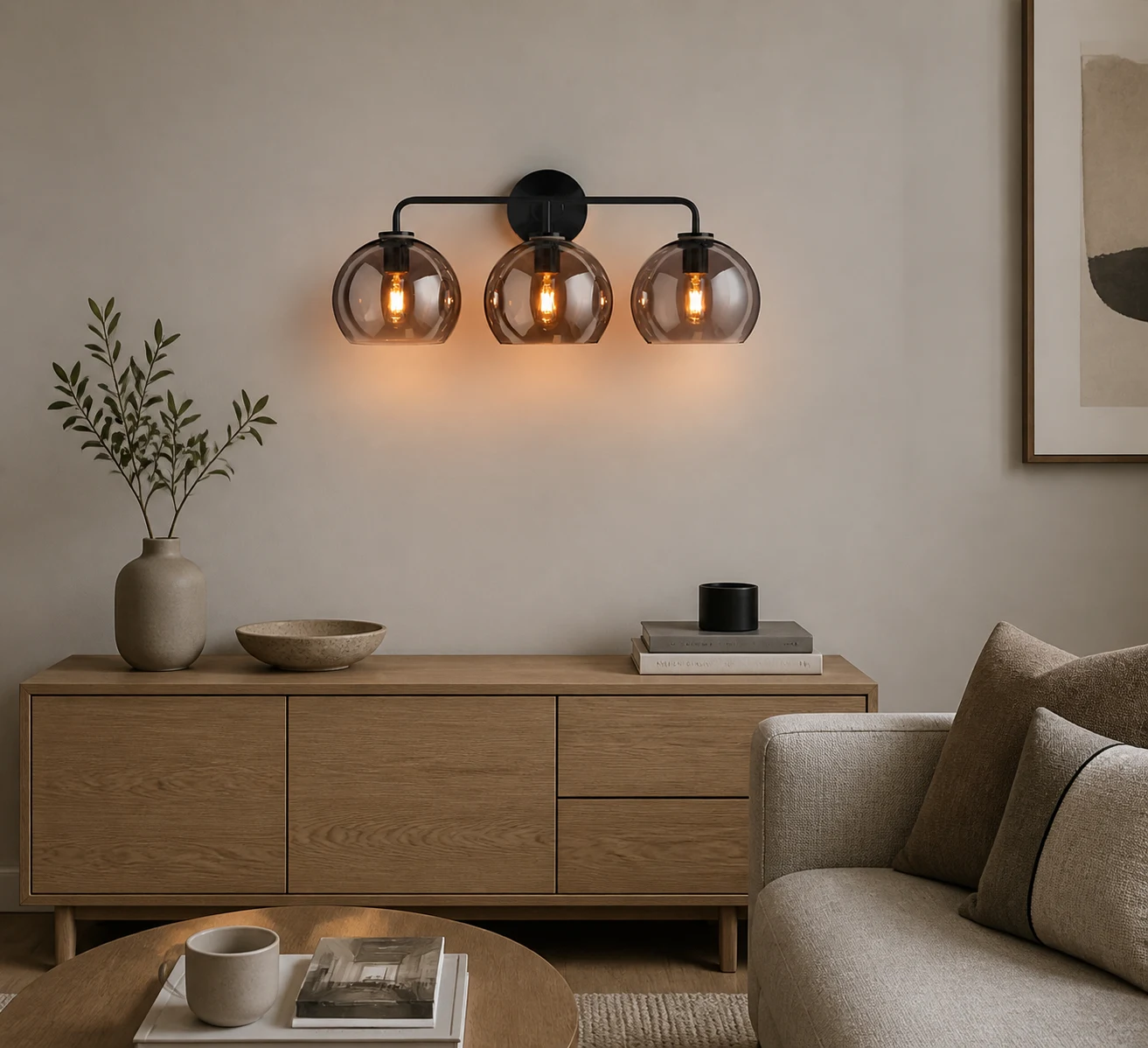 Orson Modern Glass Metal Ball Wall Sconce - scene 5