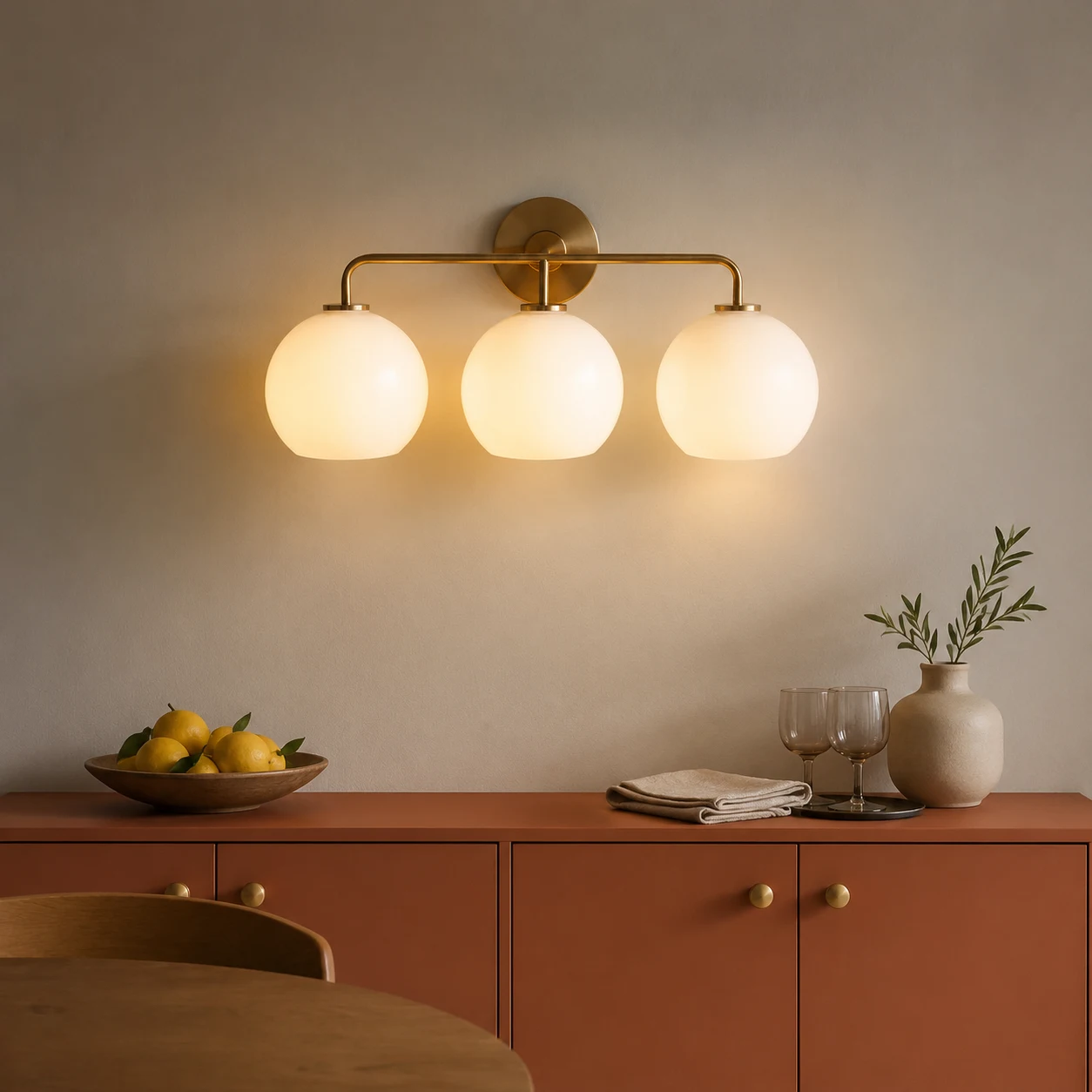 Orson Modern Glass Metal Ball Wall Sconce - scene 6