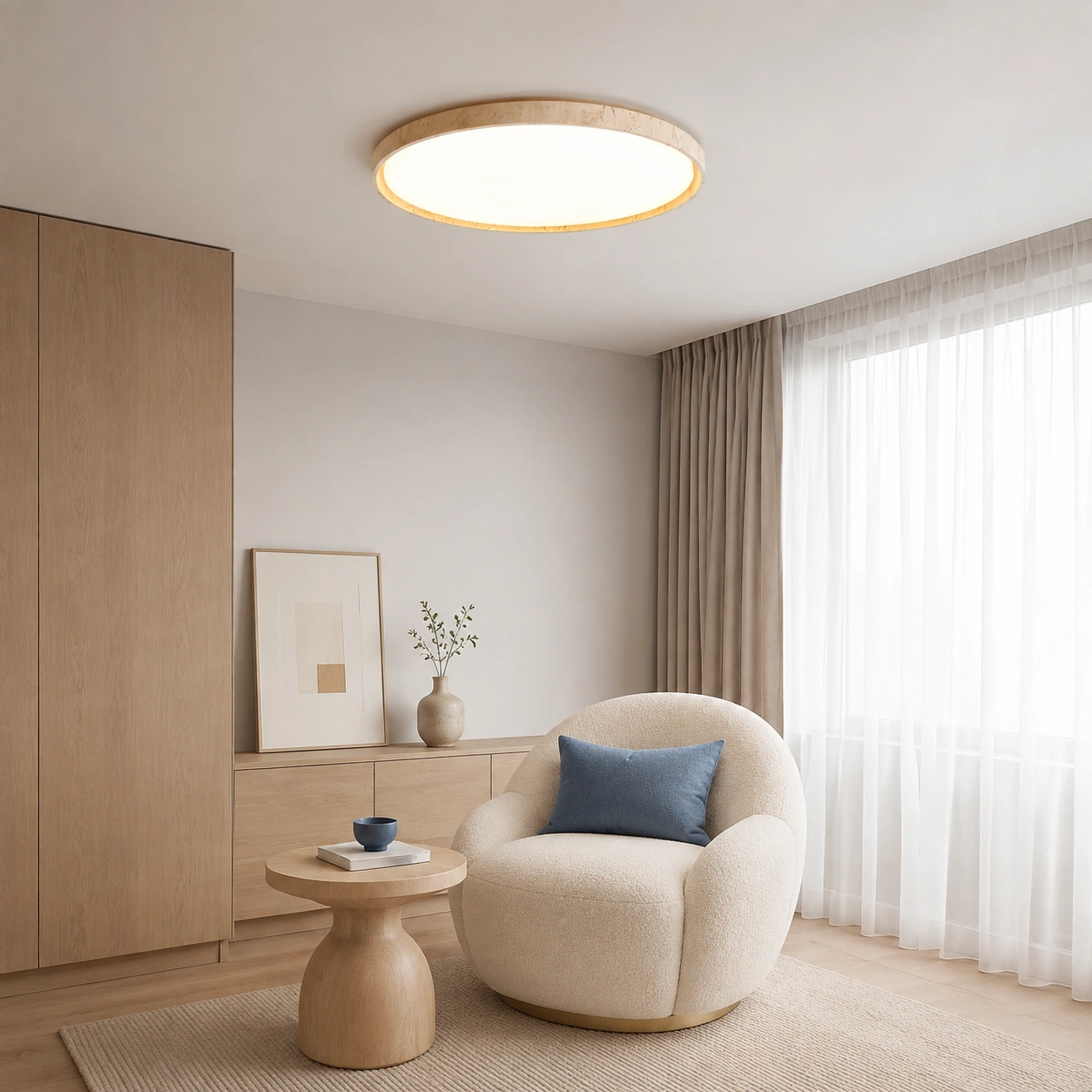 Oro Circle Ceiling Light in a Nordic reading nook