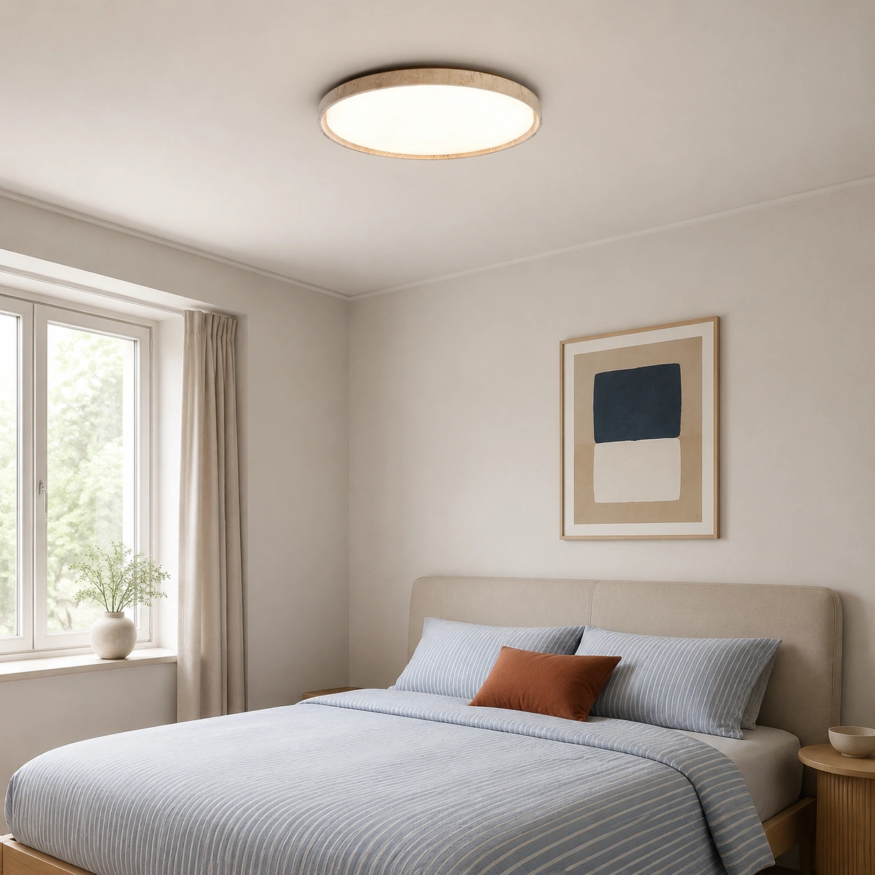 Walnut Oro ceiling light in a modern bedroom