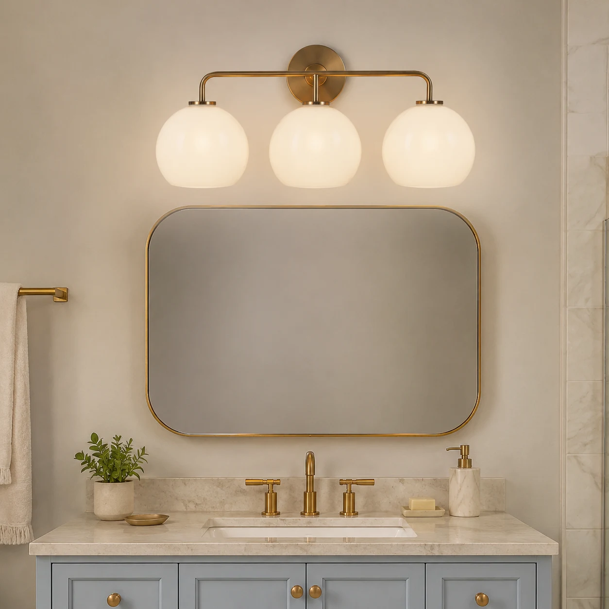 Orson Modern Glass Metal Ball Wall Sconce - scene 2