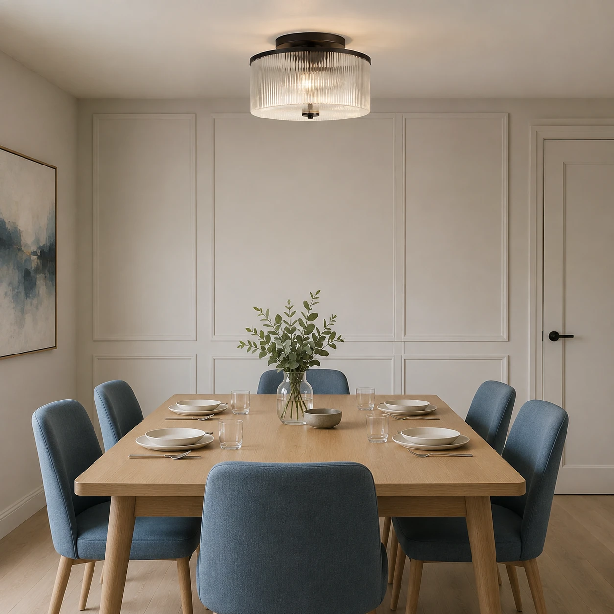 Black Epiphron ceiling light in a Nordic modern dining room