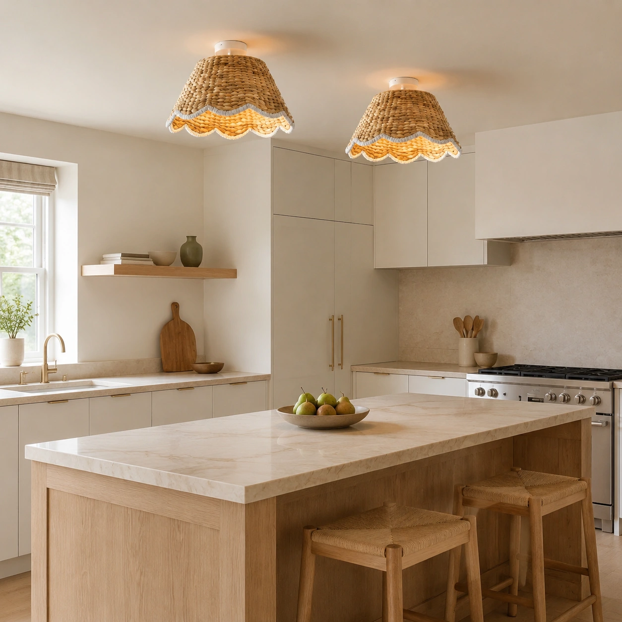 Two Astraios ceiling lights above a kitchen island