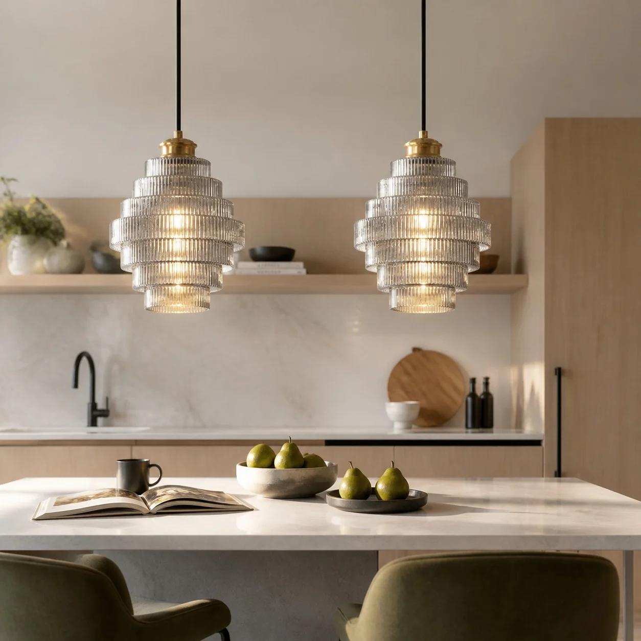 Pink pendant single dining scene