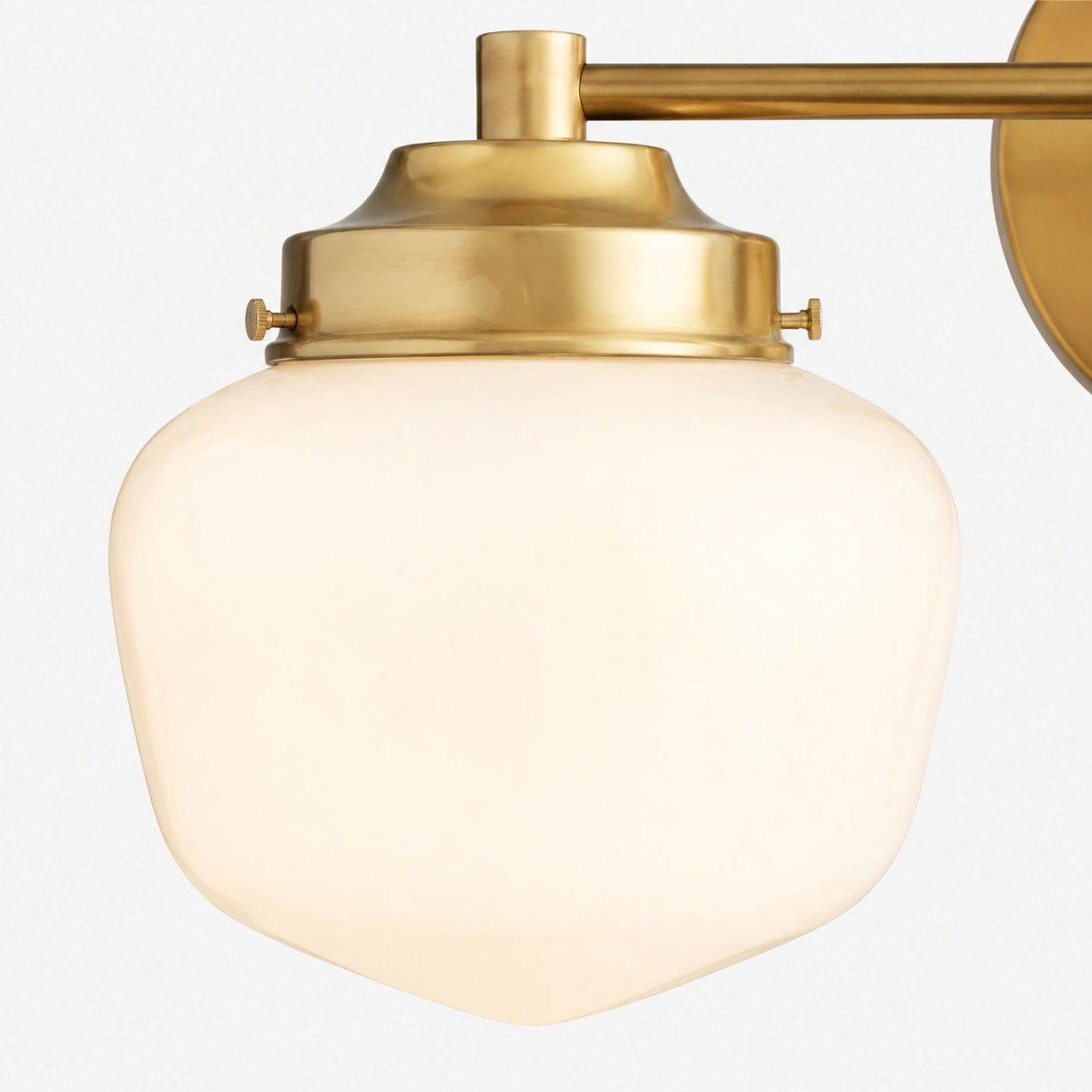 Close-up of the illuminated milk glass and softly diffused glow