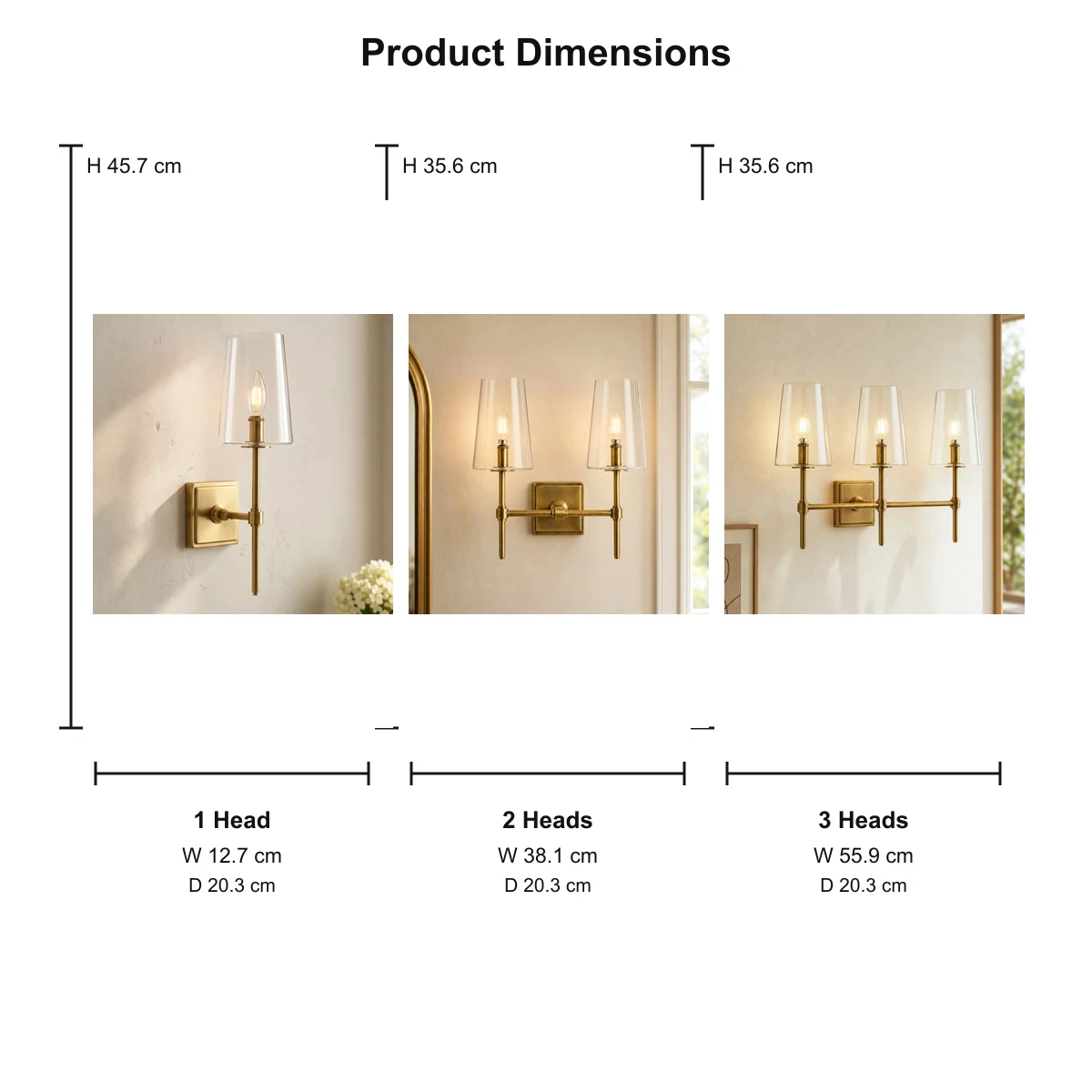 Yve wall sconce dimensions in centimetres