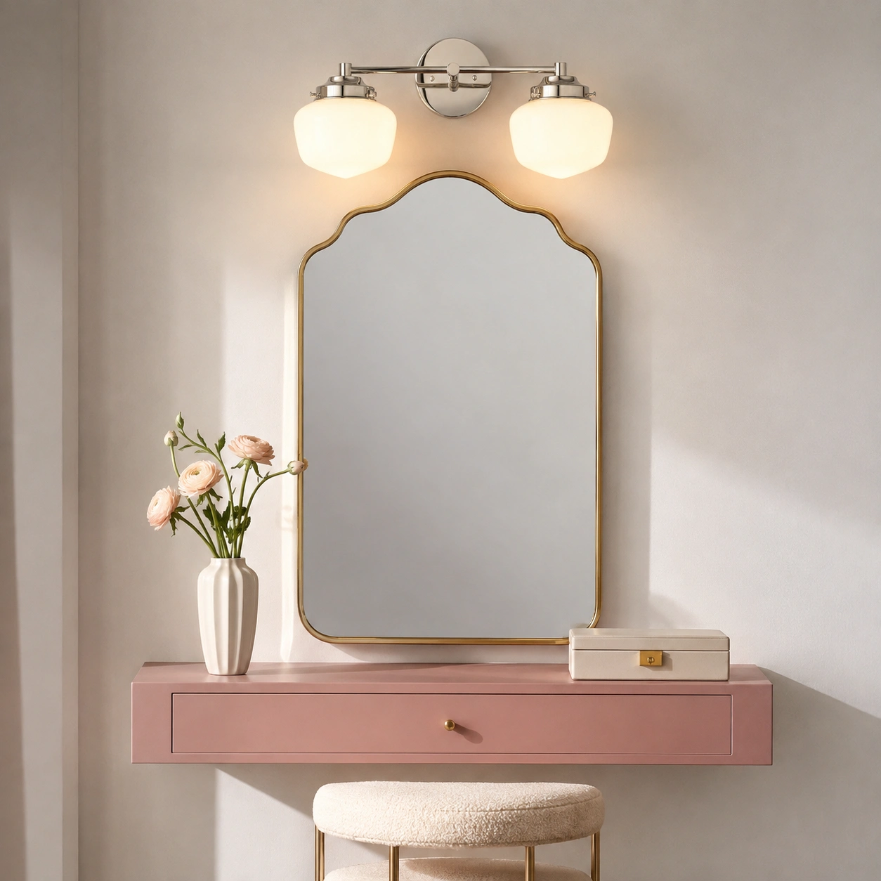 Vanity light above a dressing mirror