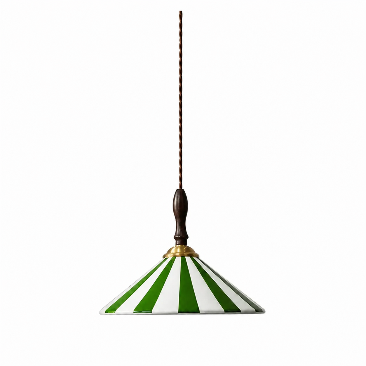 Green striped Solenne ceramic pendant on white
