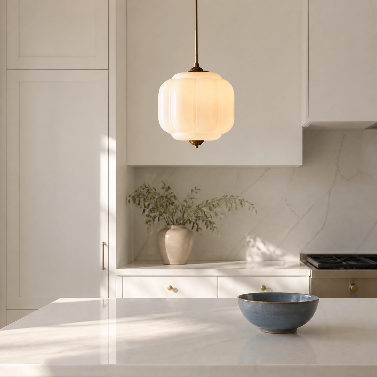 White pendant in a refined kitchen